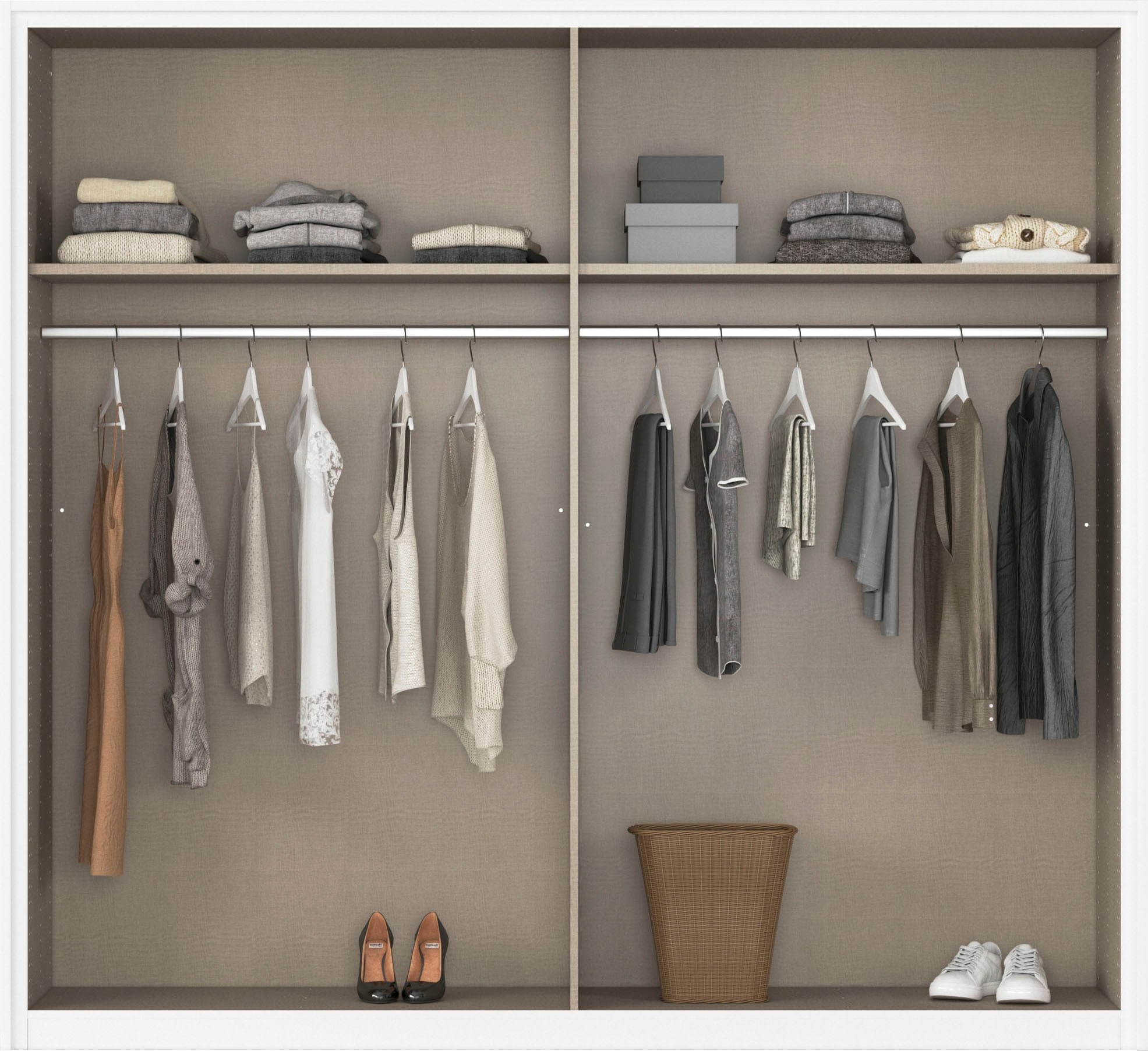 rauch Schwebetürenschrank »Kleiderschrank Drehtürenschrank Schrank Garderobe KRONACH TOPSELLER«, mit Spiegel und viel Stauraum, Metallgriffleisten, MADE IN GERMANY