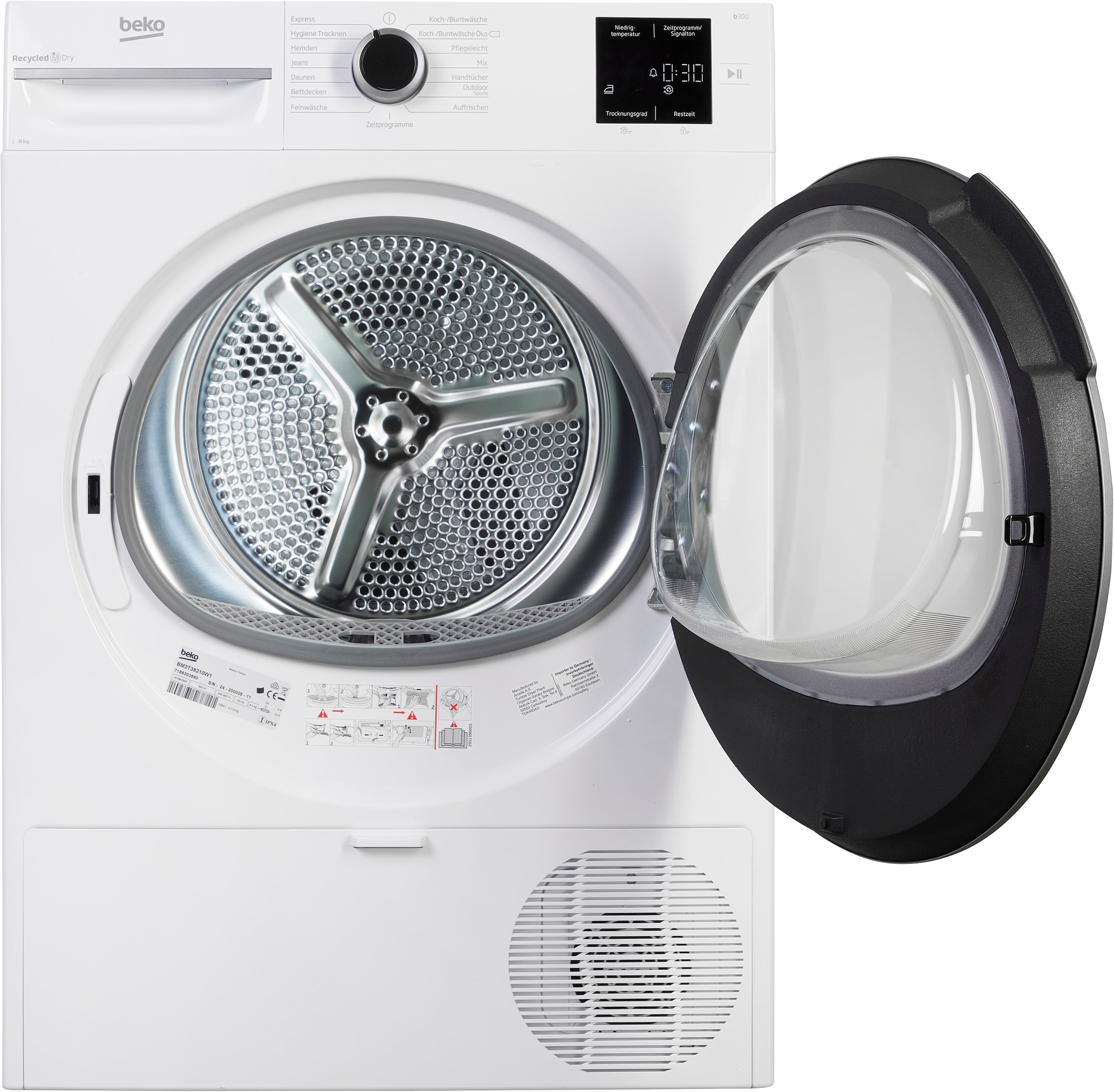 BEKO Kondenstrockner »BM3T38210W1«, 8 kg, mit Wärmepumpentechnologie