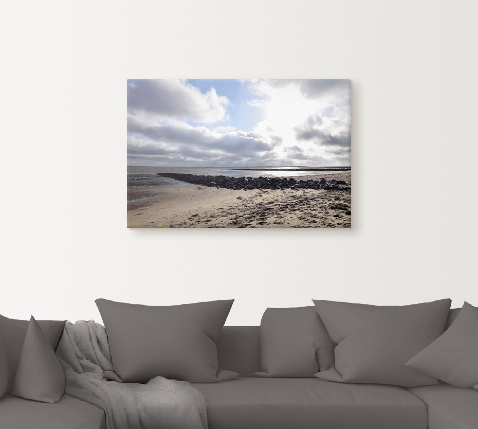 Artland Leinwandbild »Sonnenuntergang auf der Insel Föhr«, Strand, (1 St.), auf Keilrahmen gespannt