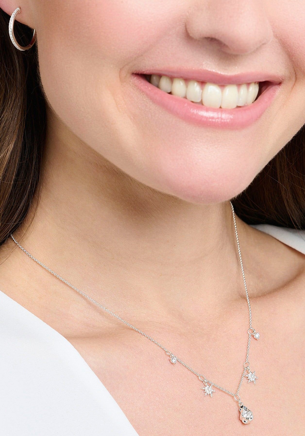 THOMAS SABO Kette mit Anhänger »Pinguin und Schneeflocken, KE2173-041-7-L45V«, mit Zirkonia (synth.)
