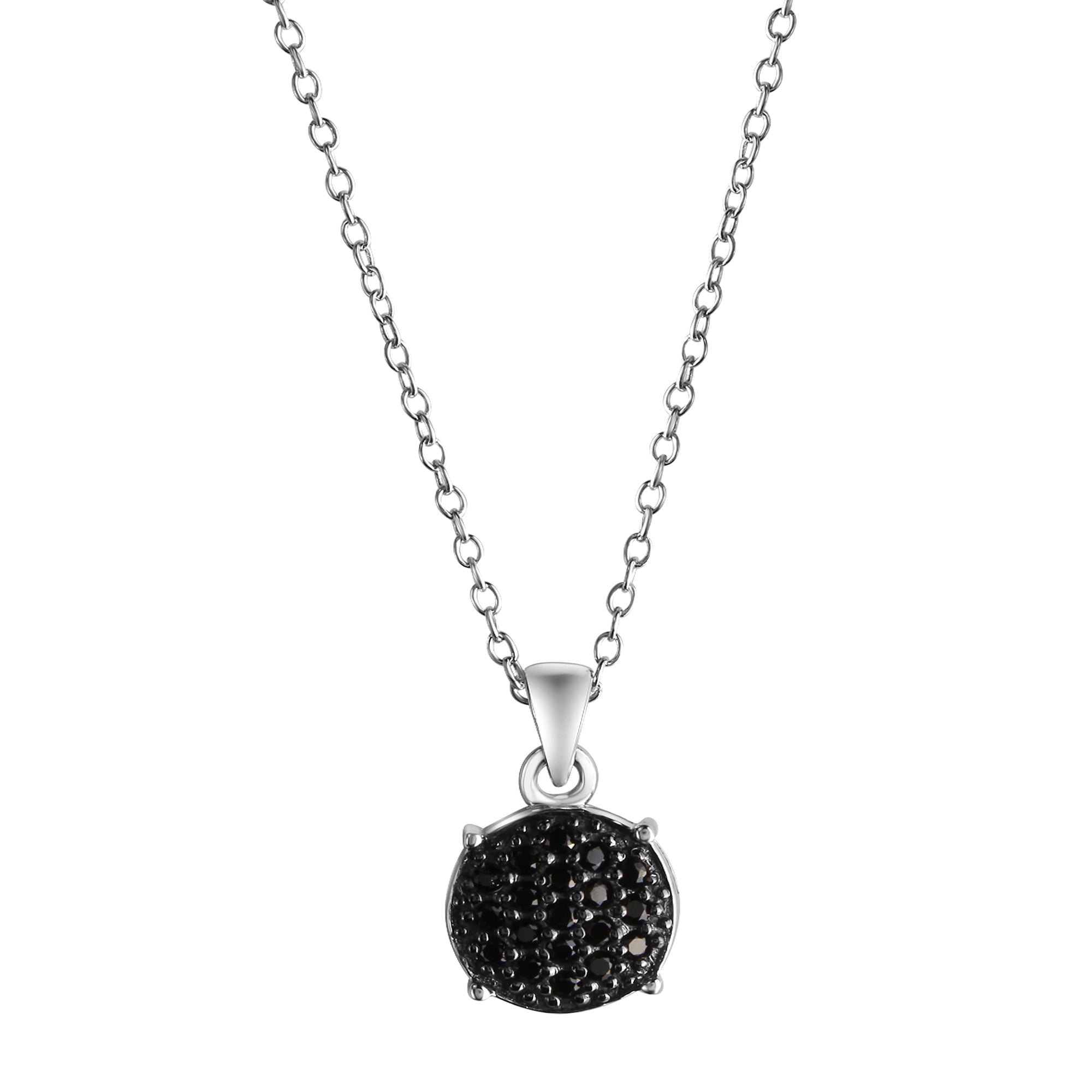 Kette mit Anhänger „925 Silber mit schwarzen Zirkoniasteinen“ Silbergrau + schwarz 42+3cm