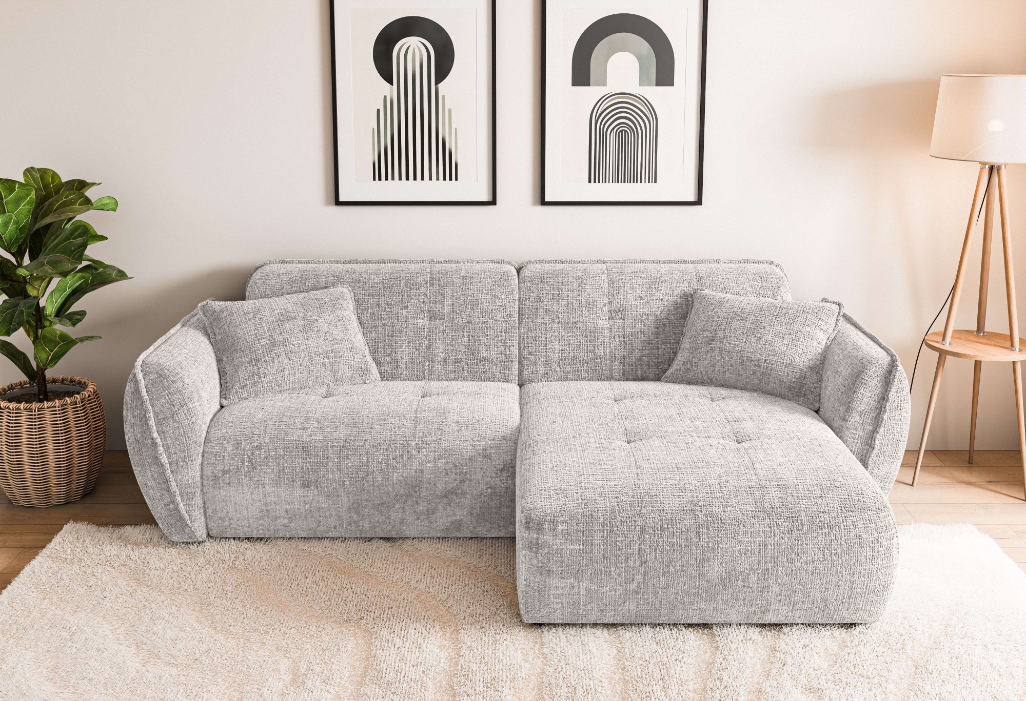 Home affaire Ecksofa »MIRELDA L-Form mit Steppungen, Recamiere rechts/links günstig online kaufen