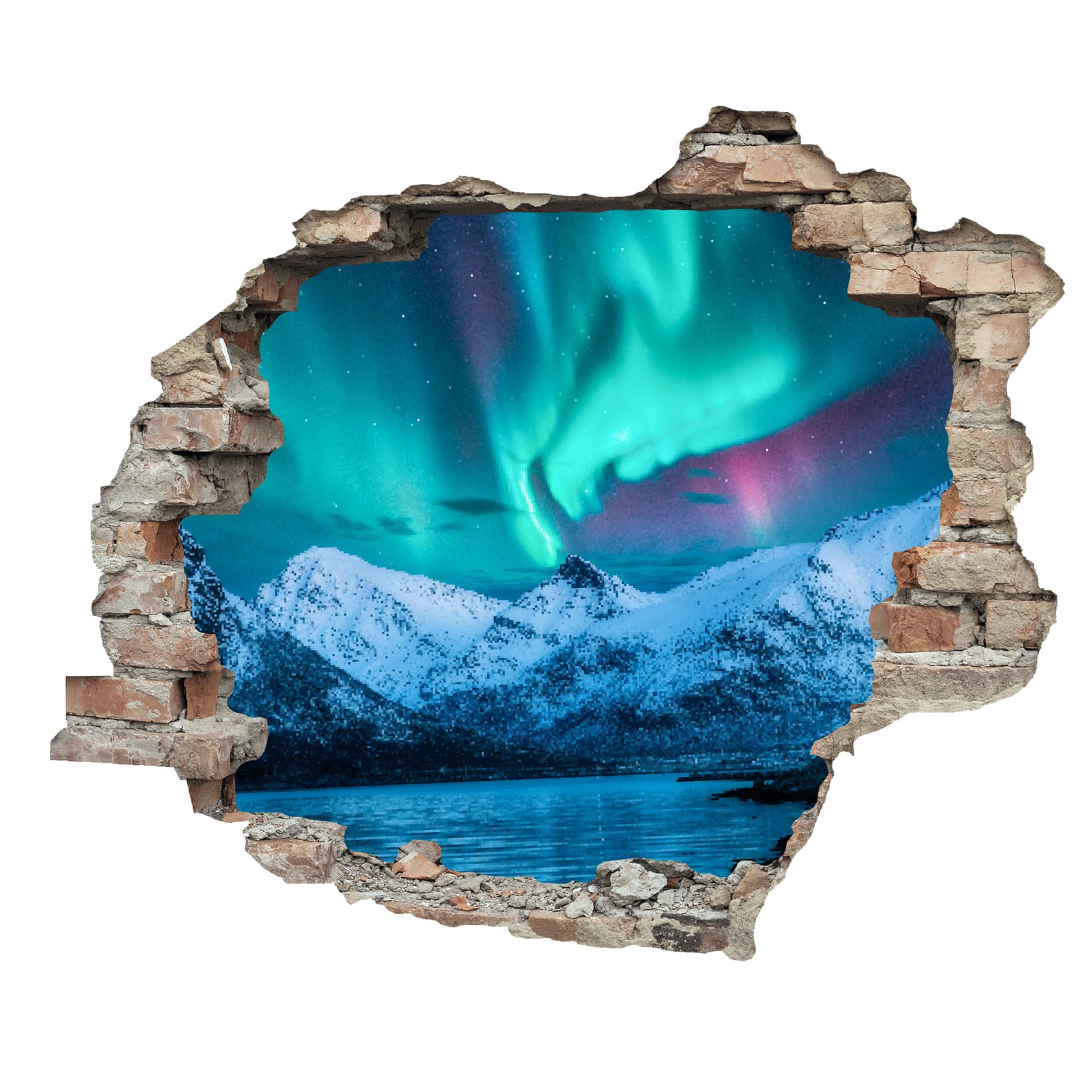 queence 3D-Wandtattoo »Nordlichter«, (1 St.), selbstklebender Wandsticker Weihnachten