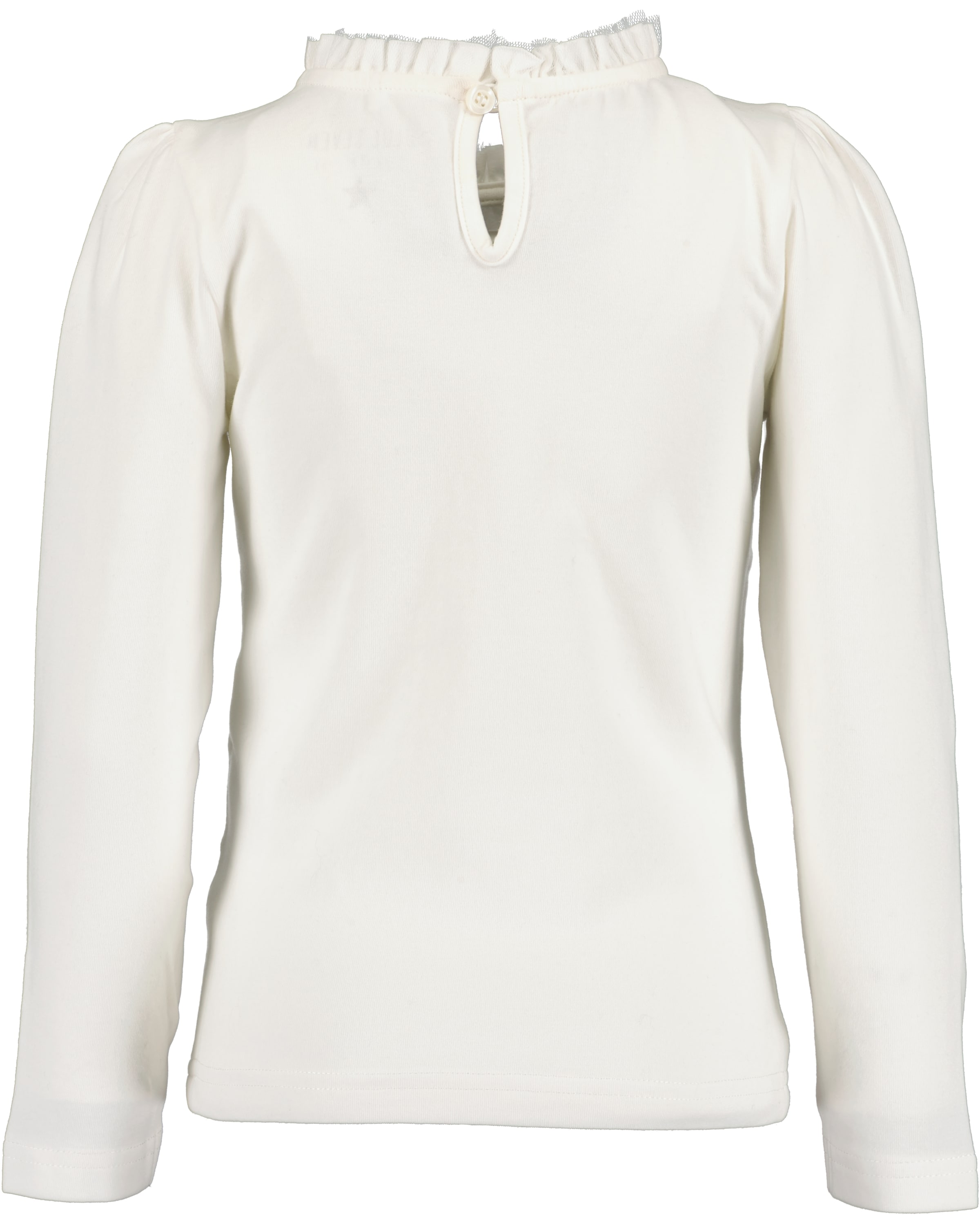 Blue Seven Langarmshirt mit schmalem Tüll-Stehkragen und dezent geraffte Puffärmel