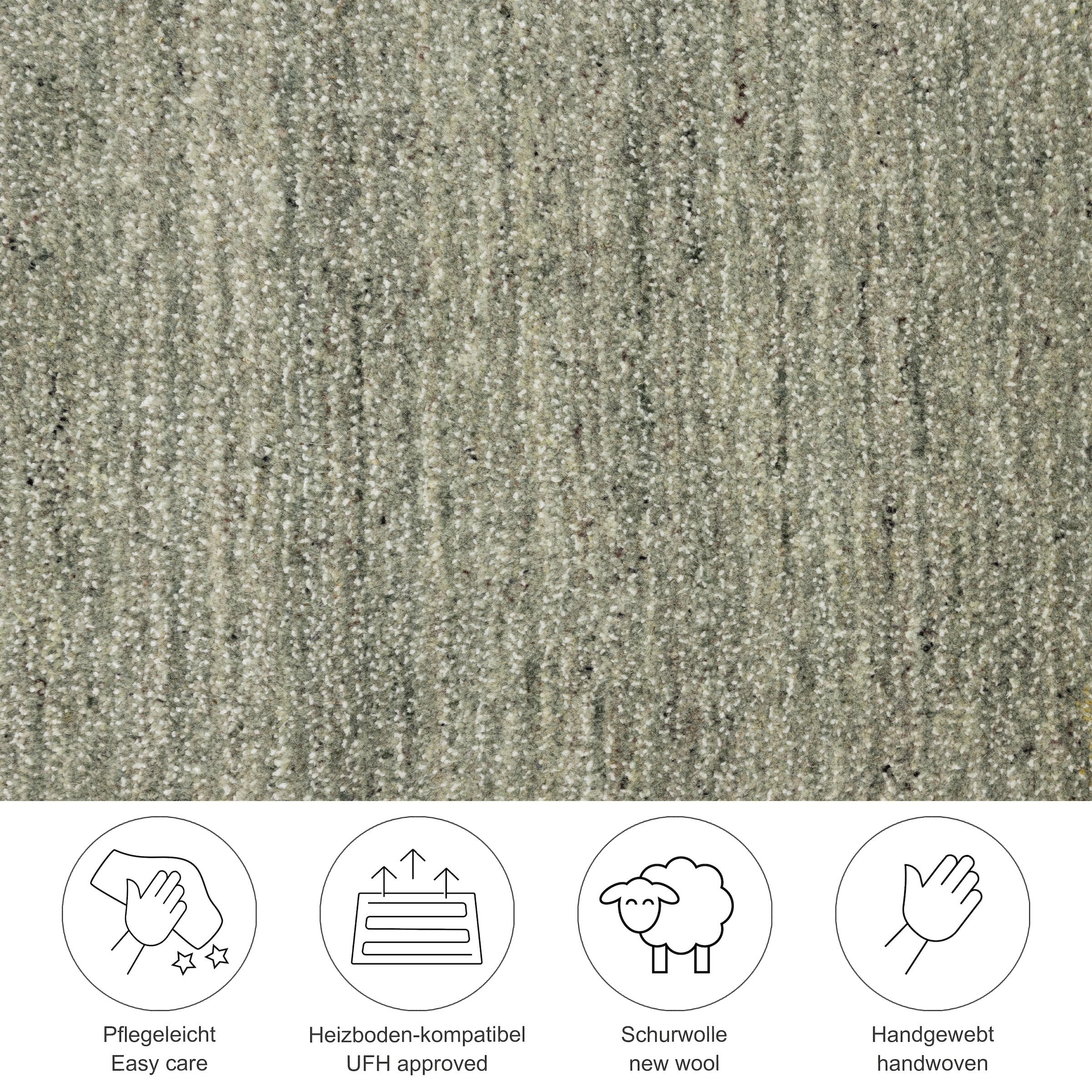 THEKO Teppich »San Diego« rechteckig 13 mm Höhe handgewebt, 60% Wolle, Knüpfoptik, meliert, leichter seidiger Glanz