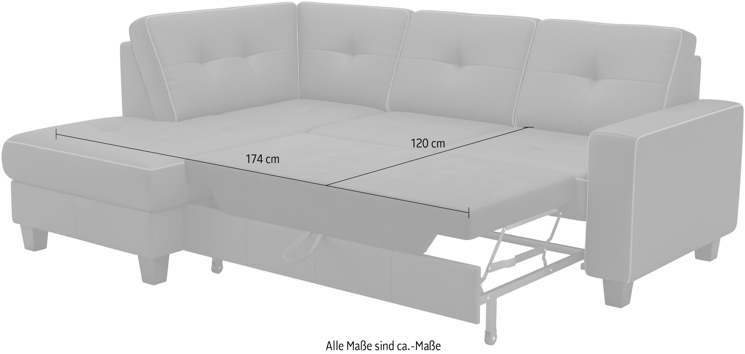 Places of Style Ecksofa »Varese«, wahlweise mit Bettfunktion und Bettkasten