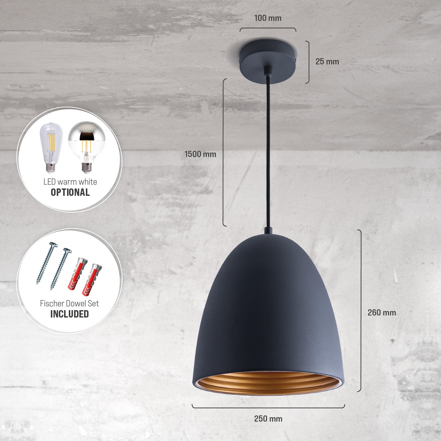 Paco Home Pendelleuchte »JACK«, 1 flammig, Leuchtmittel E27 | ohne Leuchtmittel, Küchenlampe Hängelampe Esszimmer Esstischlampe Innen Gold Weiß