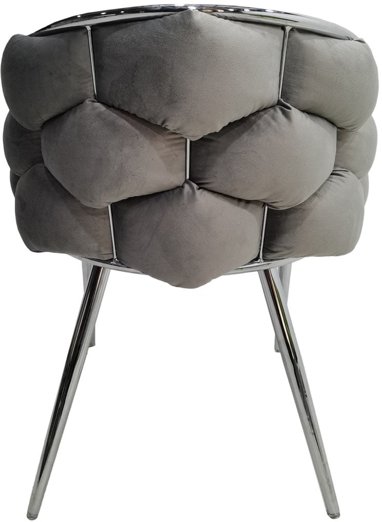 Kayoom Polsterstuhl »Stuhl Grace 125 2er-Set, Gestell aus Eisen, bequem gepolstert«, (Set), 2 St., Graziöses Design, absolutes Eye-Catcher, geflochtener Rücken
