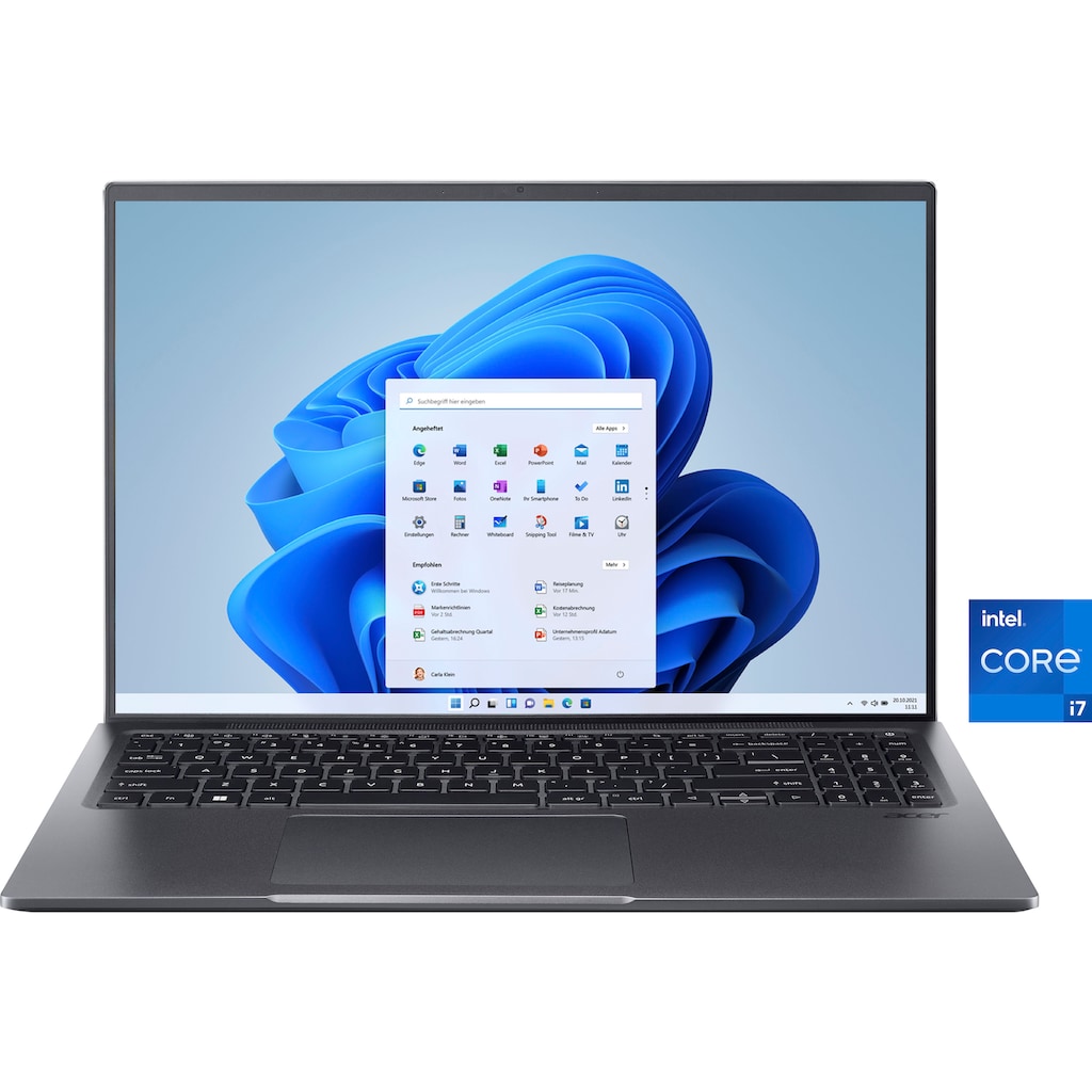 Acer Notebook »Swift X SFX16-52G-77RX«, 40,89 cm, / 16,1 Zoll, Intel, Core i7, Arc A370M, 1000 GB SSD