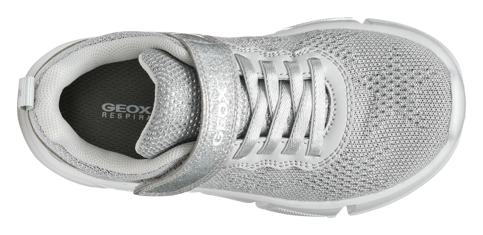 Geox Sneaker »J ARIL GIRL«, Knitwear Sneaker, Klettschuh mit glitzerndem Klettriegel