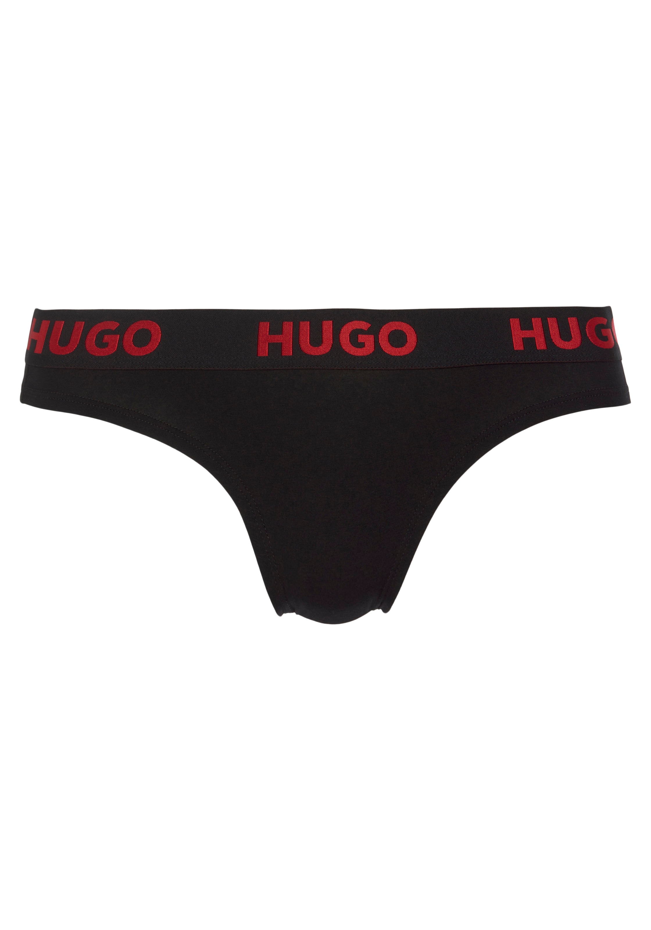 HUGO - Logo-waistband thong with velvet