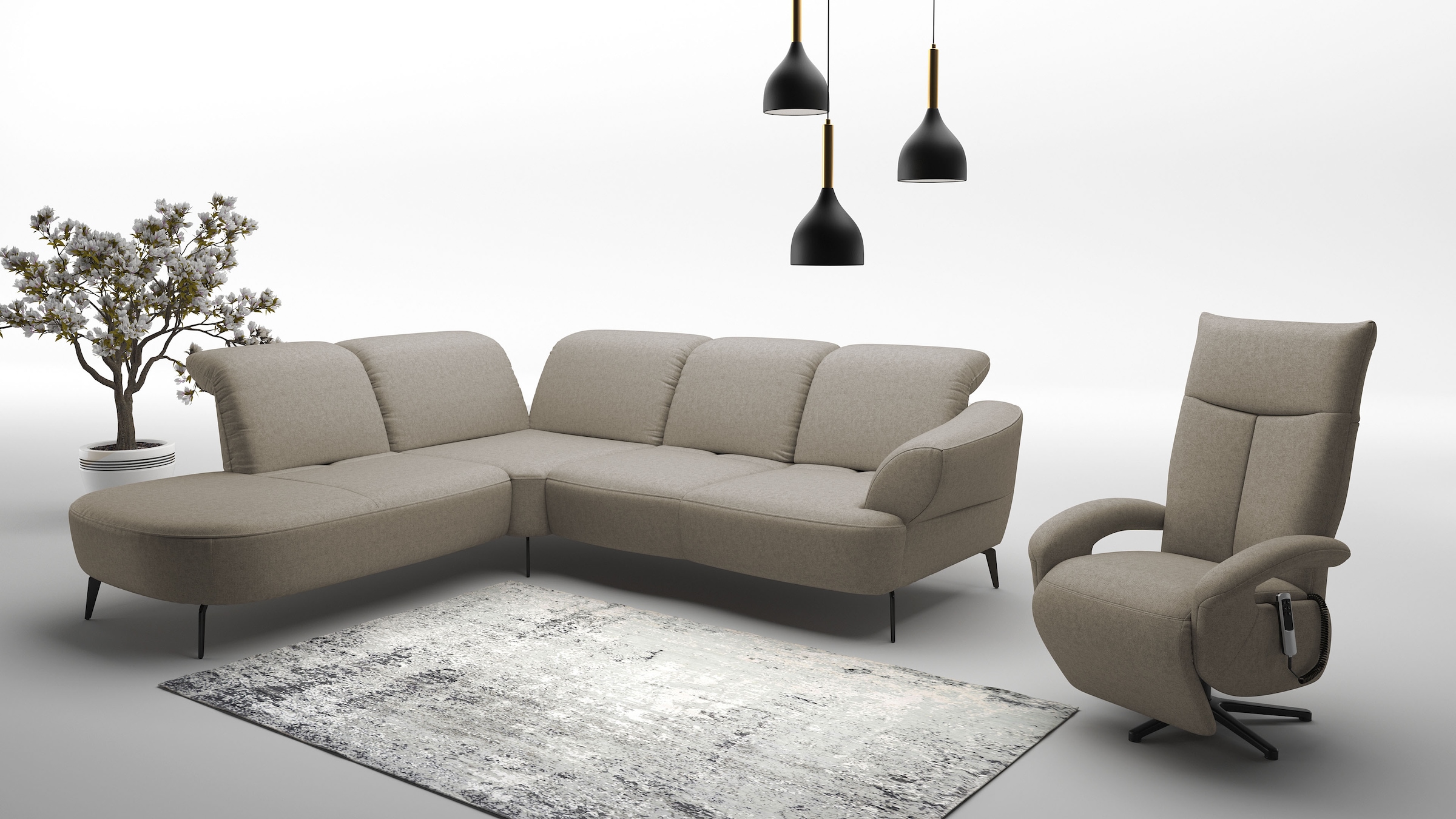 sit&more Ecksofa »Dance, L-Form, inkl. Sitztiefenverstellung«, inkl. Click&Seat, optional mit Kopfteilverstellung
