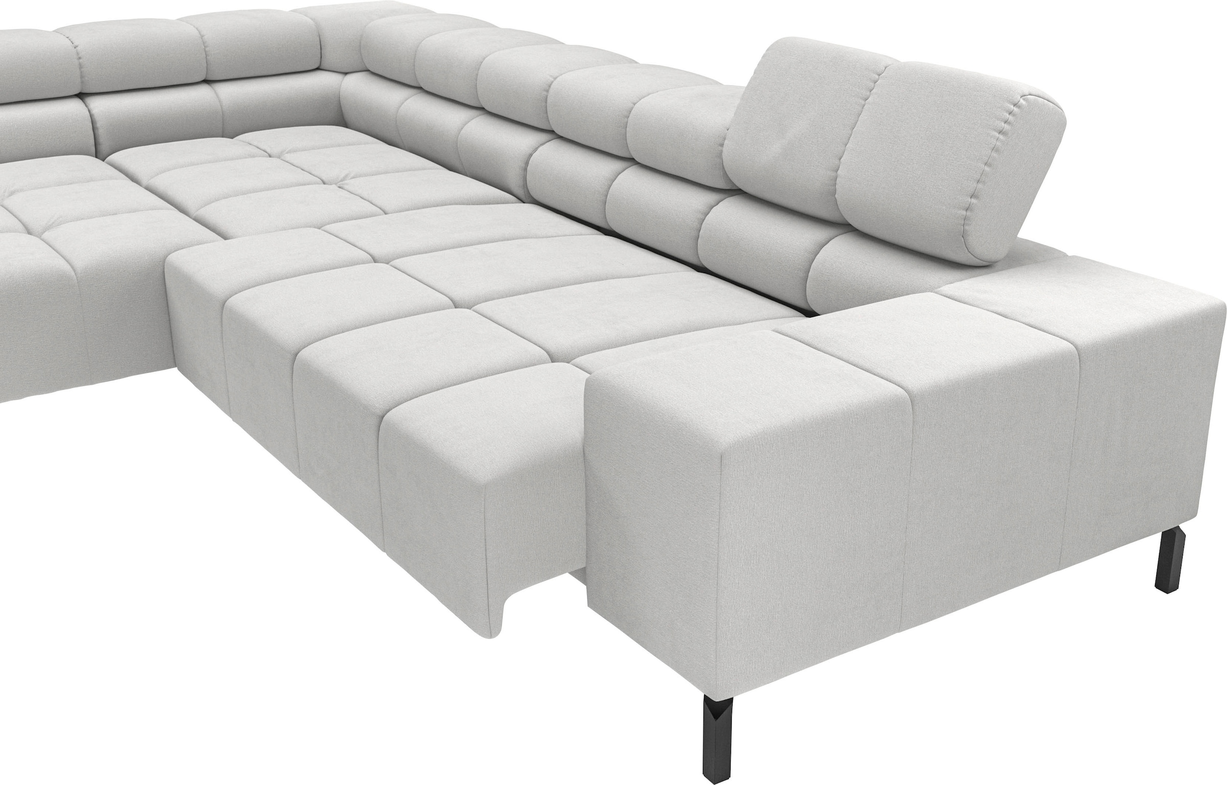 INOSIGN Ecksofa »Ancona New, wahlweise motorische Sitztiefenverstellung, auch in Cord«, feine Steppung, mit Kopfteilverstellung, 3 Zierkissen, L-Form