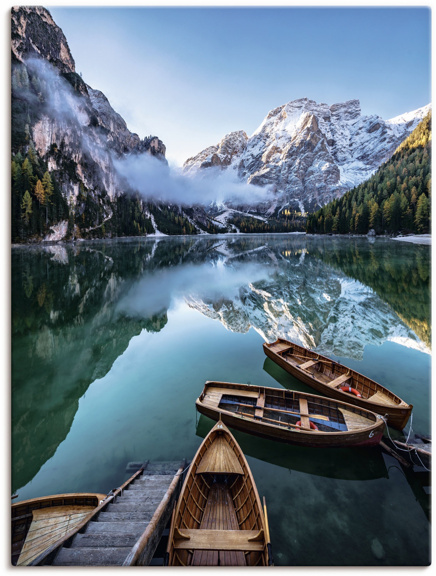 Artland Wandbild »Pragser Wildsee in Südtirol« Bilder von Booten & Schiffen günstig online kaufen