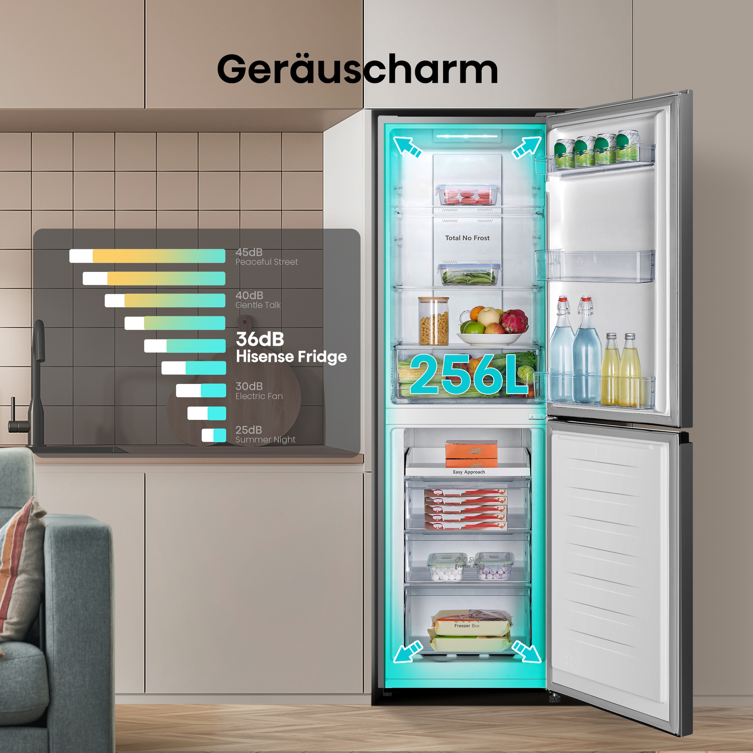 Hisense Kühl-/Gefrierkombination »RB327N4ADD«, RB327N4ADD, 182,4 cm hoch, 55 cm breit, No Frost