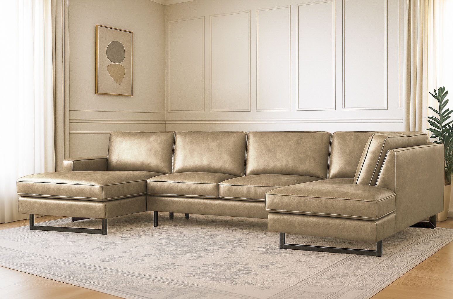 Home affaire Wohnlandschaft »Pinto, 350 cm, U-Form, XXL, mit Ottomanen« Cor günstig online kaufen