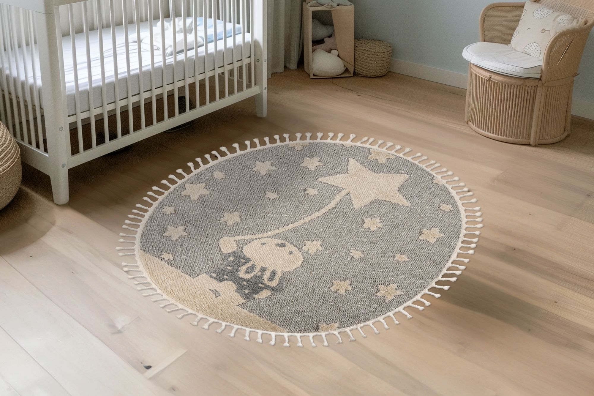 Kayoom Kinderteppich »Modena 418« rechteckig 11 mm Höhe auch in rund, Kurzflor, Hoch Tief, mit Fransen