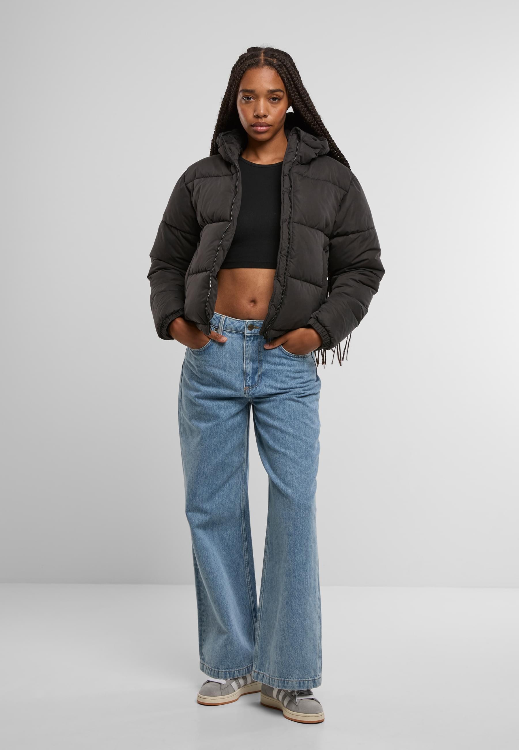 URBAN CLASSICS Winterjacke »Urban Classics Ladies Peached Puffer Jacket With Hood« 1 Stk. tlg. mit Kapuze