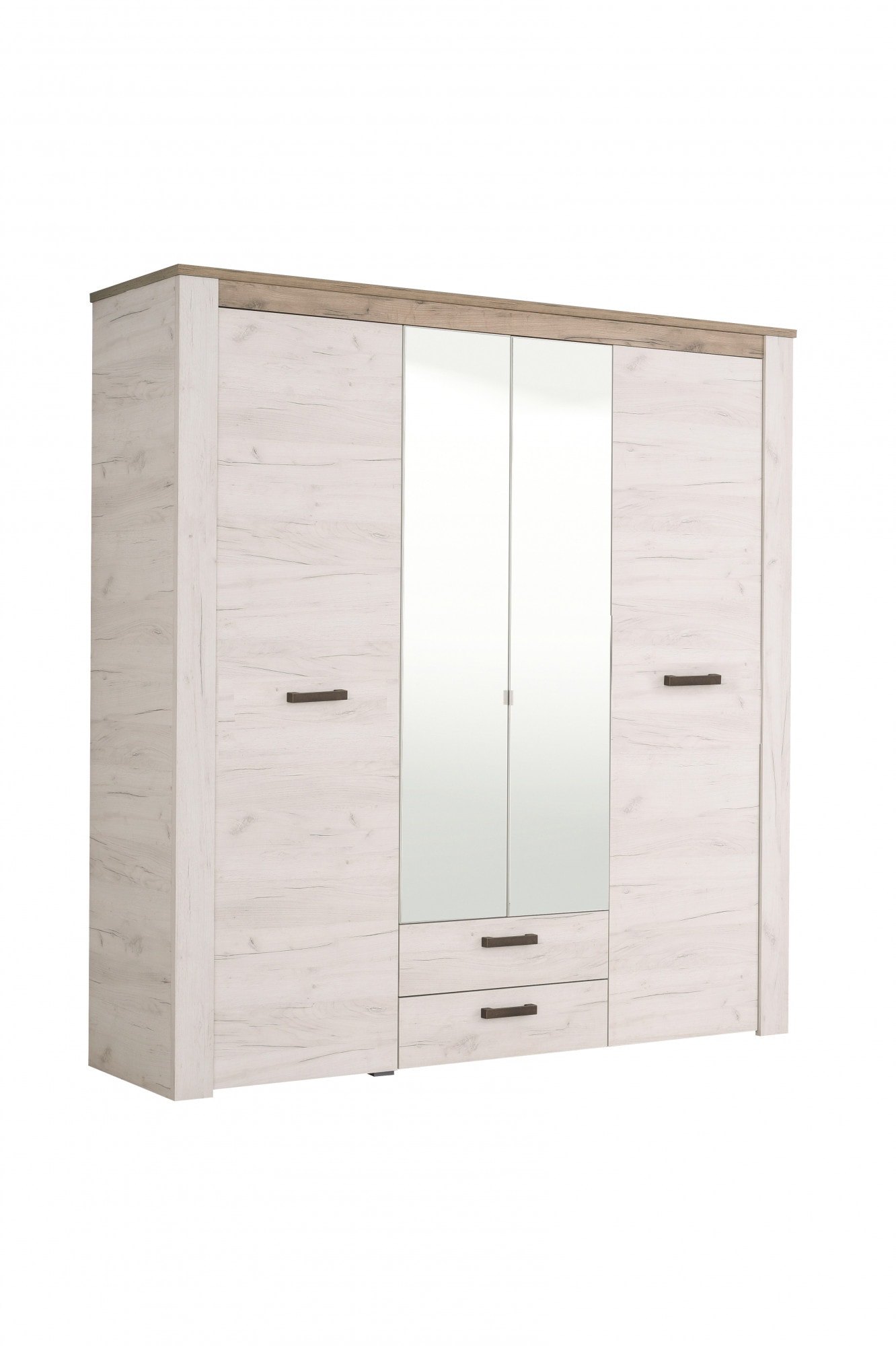 Home affaire Kleiderschrank »Kent, FSC®-zertifizierter Holzwerkstoff, Made in Europe«, Schlafzimmerschrank mit Spiegel und Schubladen, 198,5x55,5x206,5cm