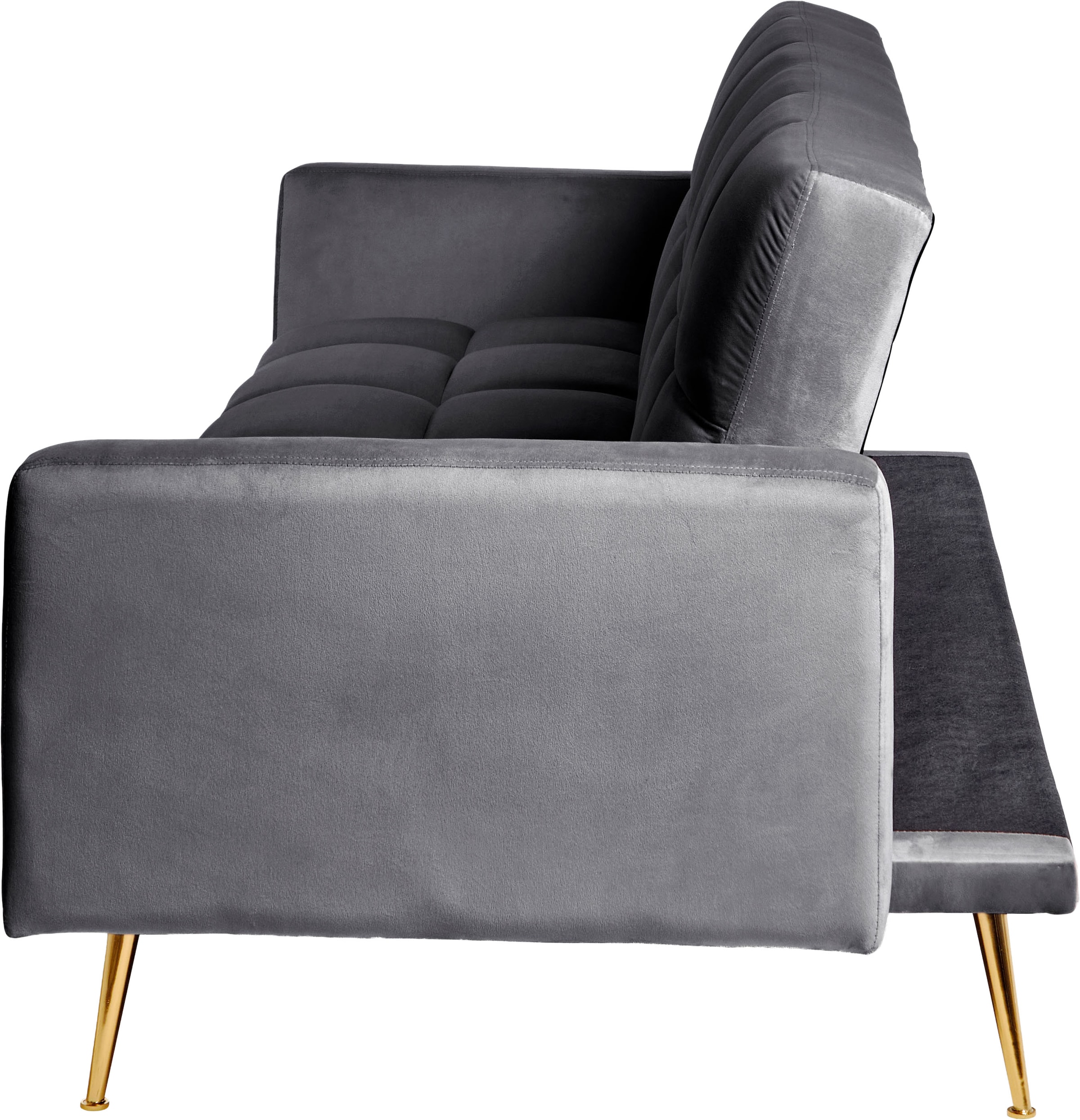 Jahnke Schlafsofa »CHILLAX POSH« mit Schlaffunktion, edler Samtstoff & Füße im Gold-Look, Breite 213 cm