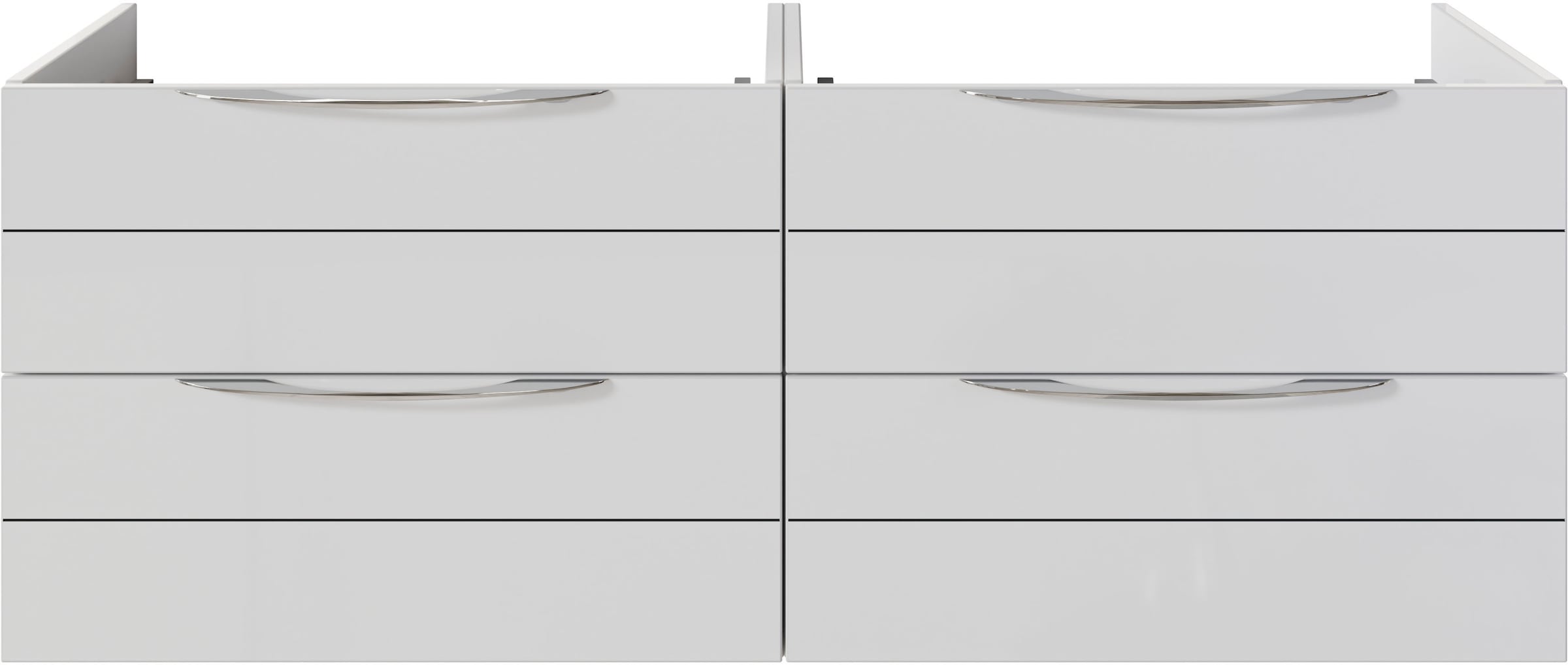 Saphir Badmöbel-Set »Serie 6025 2-teilig Mineralmarmor-Waschtisch mit LED-Spiegelschrank«, (2 St.), Waschplatz 132cm breit, 4 Schubladen, 2 Spiegel-Türen, inkl Türdämpfer