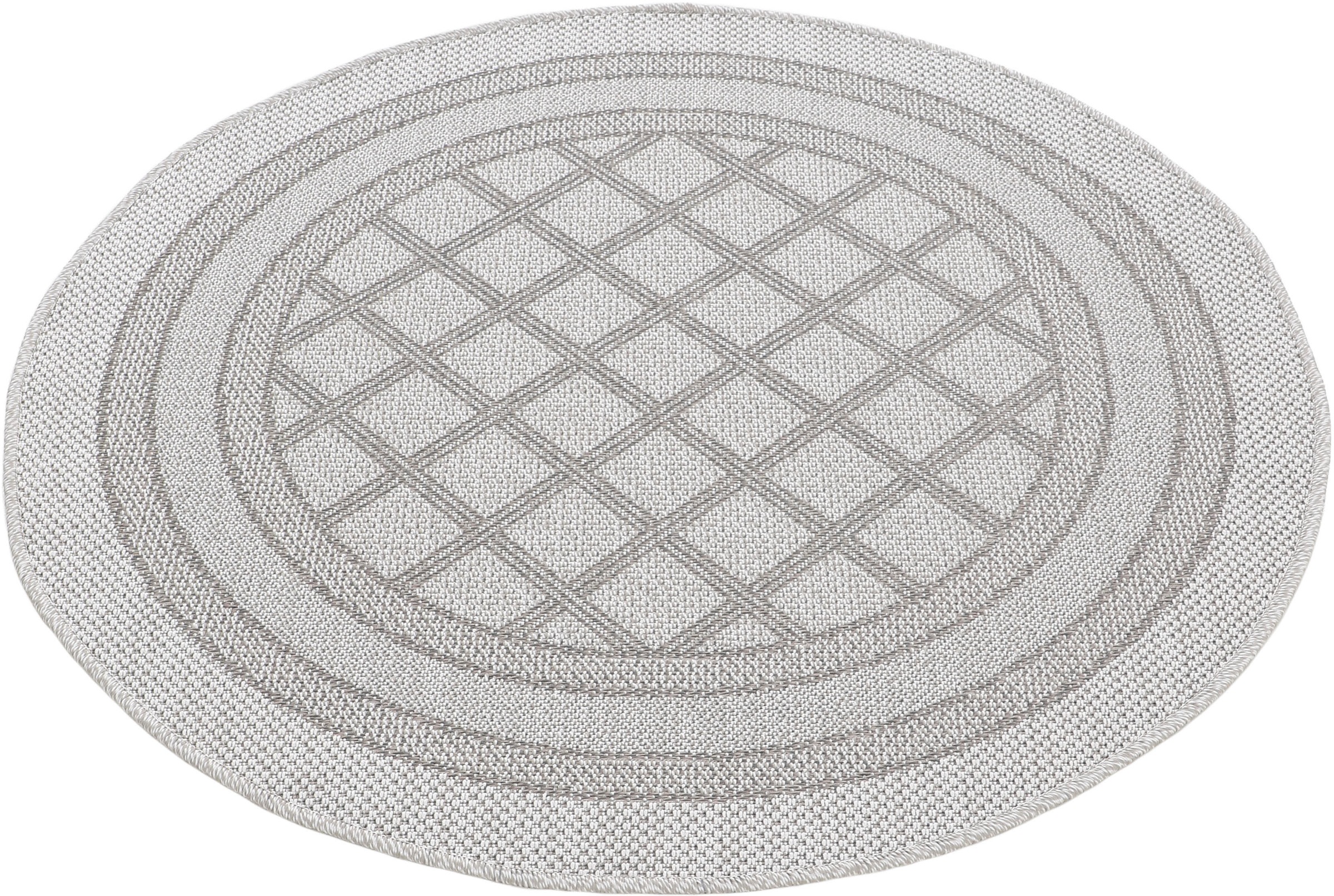 carpetfine Teppich »Boho 104«, rund, 4 mm Höhe, robustes Flachgewebe, Sisal Optik, UV-beständig, Außenbereich