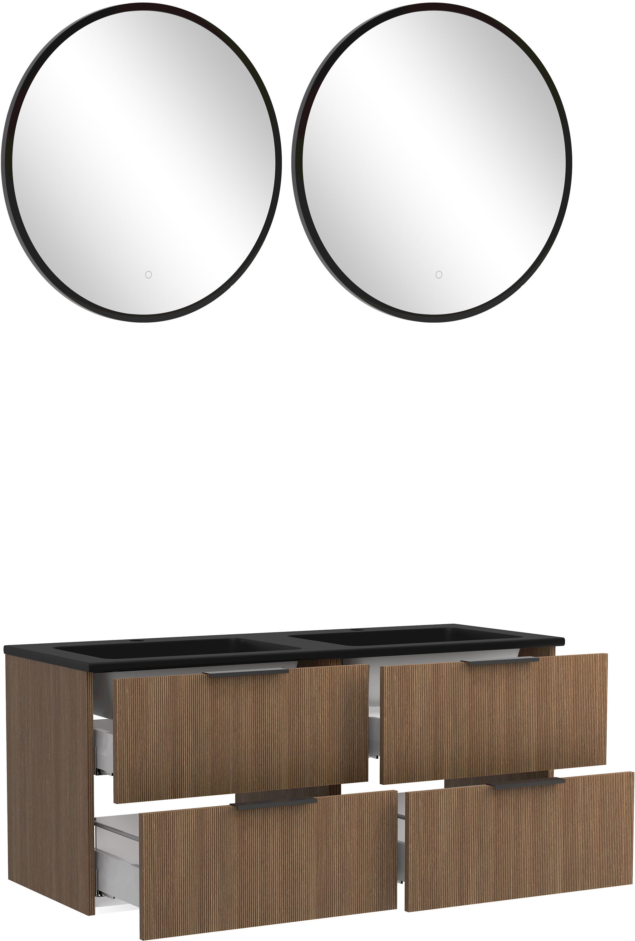 welltime Badmöbel-Set »Welltime, York Waschtisch-Set 120 cm, weißes oder schwarzes Becken«