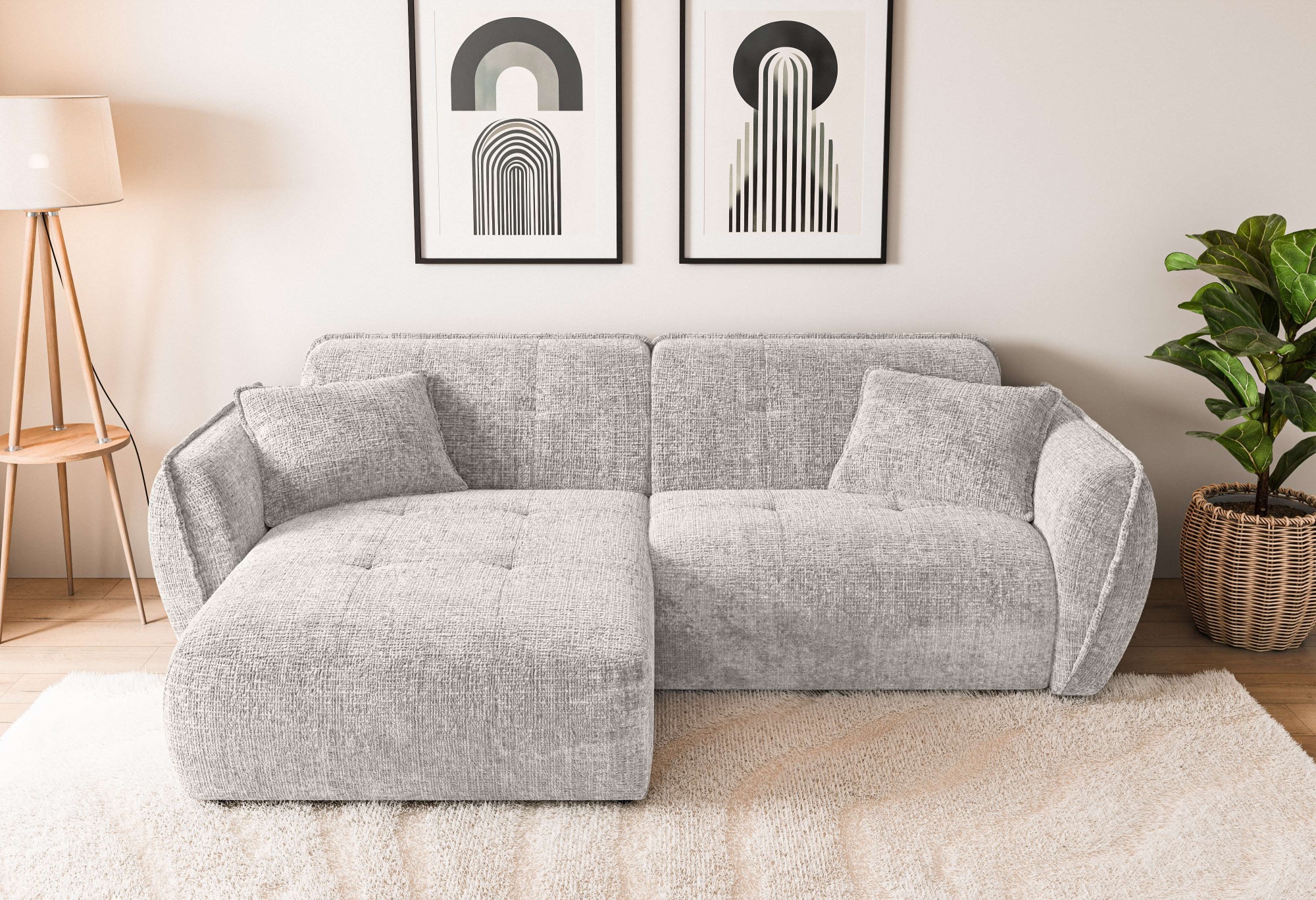 Home affaire Ecksofa »MIRELDA L-Form mit Steppungen, Recamiere rechts/links günstig online kaufen