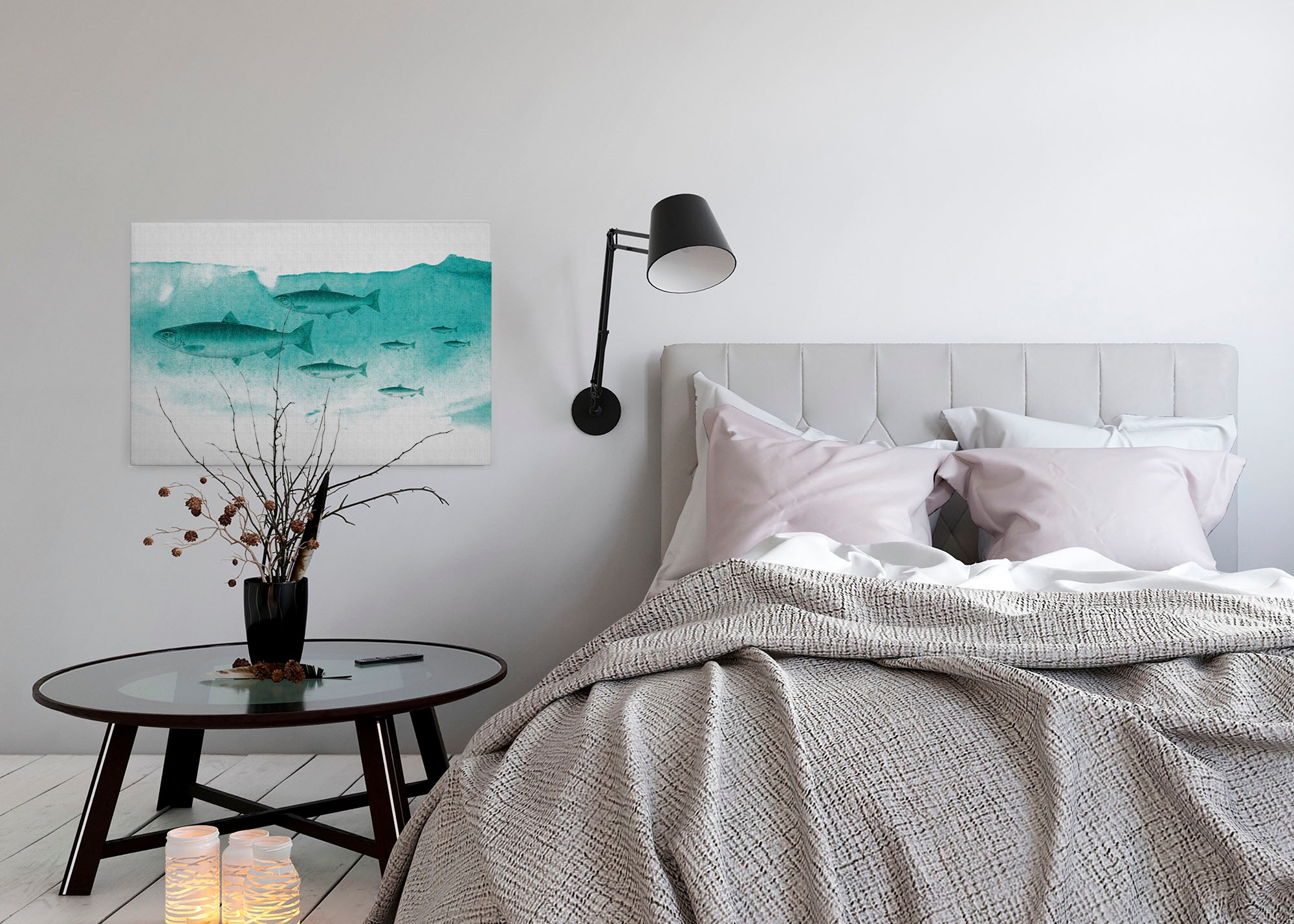 A.S. Création Leinwandbild »into the blue«, Kunst-Tiere-Kinder, (1 St.), Keilrahmen Unterwasser Welt Fische Leinwand-Bild Wohnzimmer modern