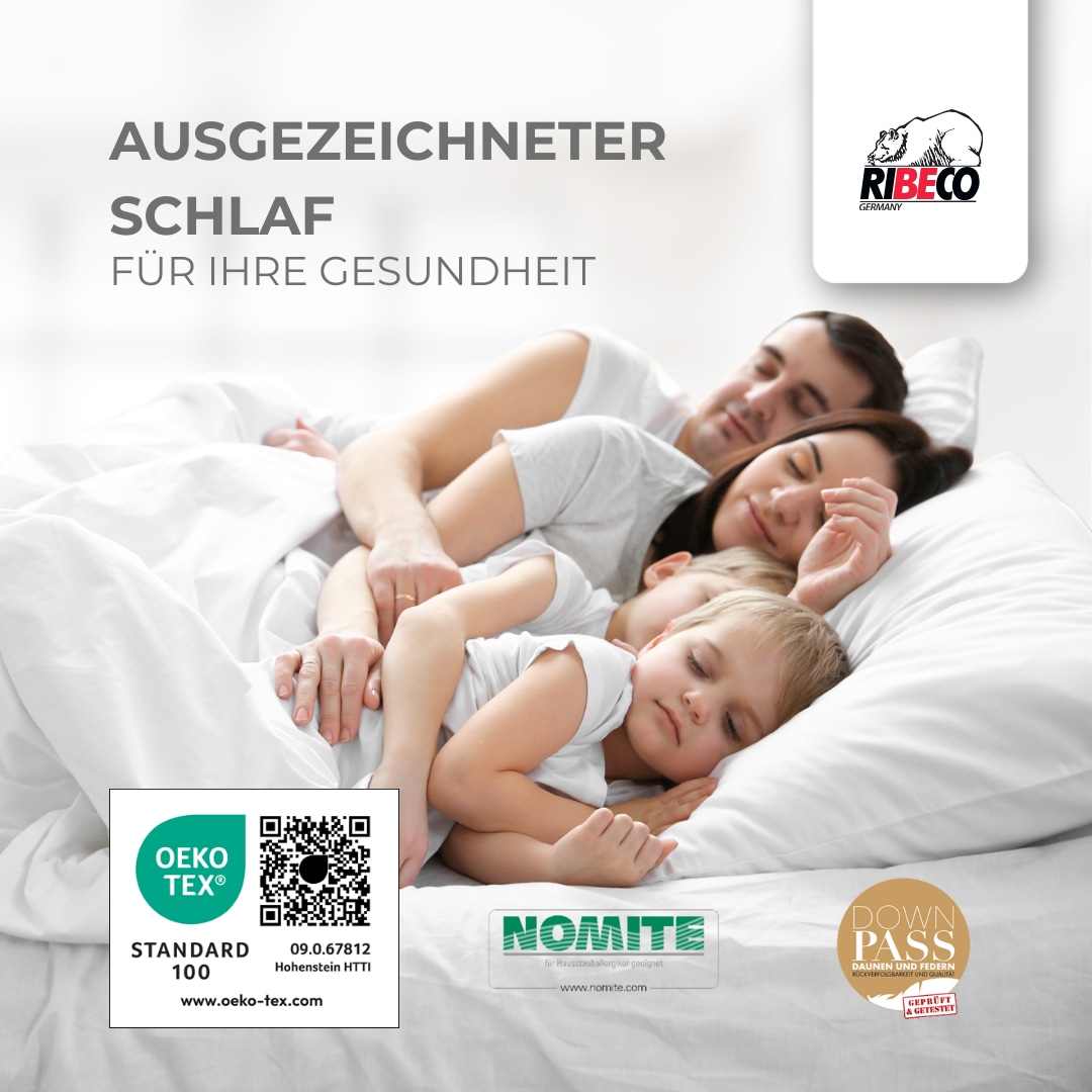 RIBECO Federbettdecke »Laram, Bettdecken für Sommer oder Winter, Made in Germany«, extrawarm, Füllung 90% Federn, 10% Daunen, Bezug Baumwolle, (1 St.), Super Preis-Leistung, Bettdecke 135x200 cm oder 155x220 cm, Decke
