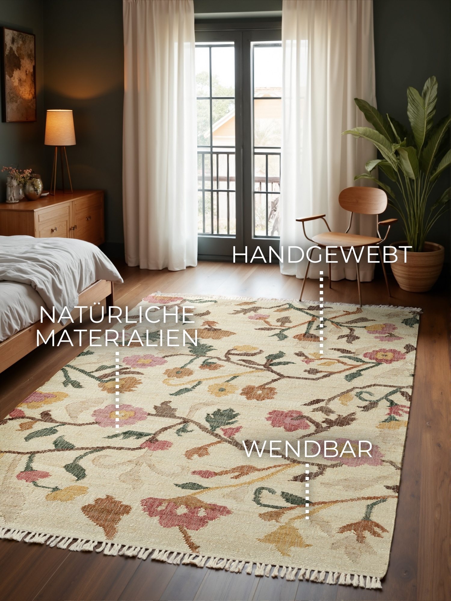 ELLE DECORATION Teppich »Kelim Violette« rechteckig 3 mm Höhe Jute, Baumwol günstig online kaufen