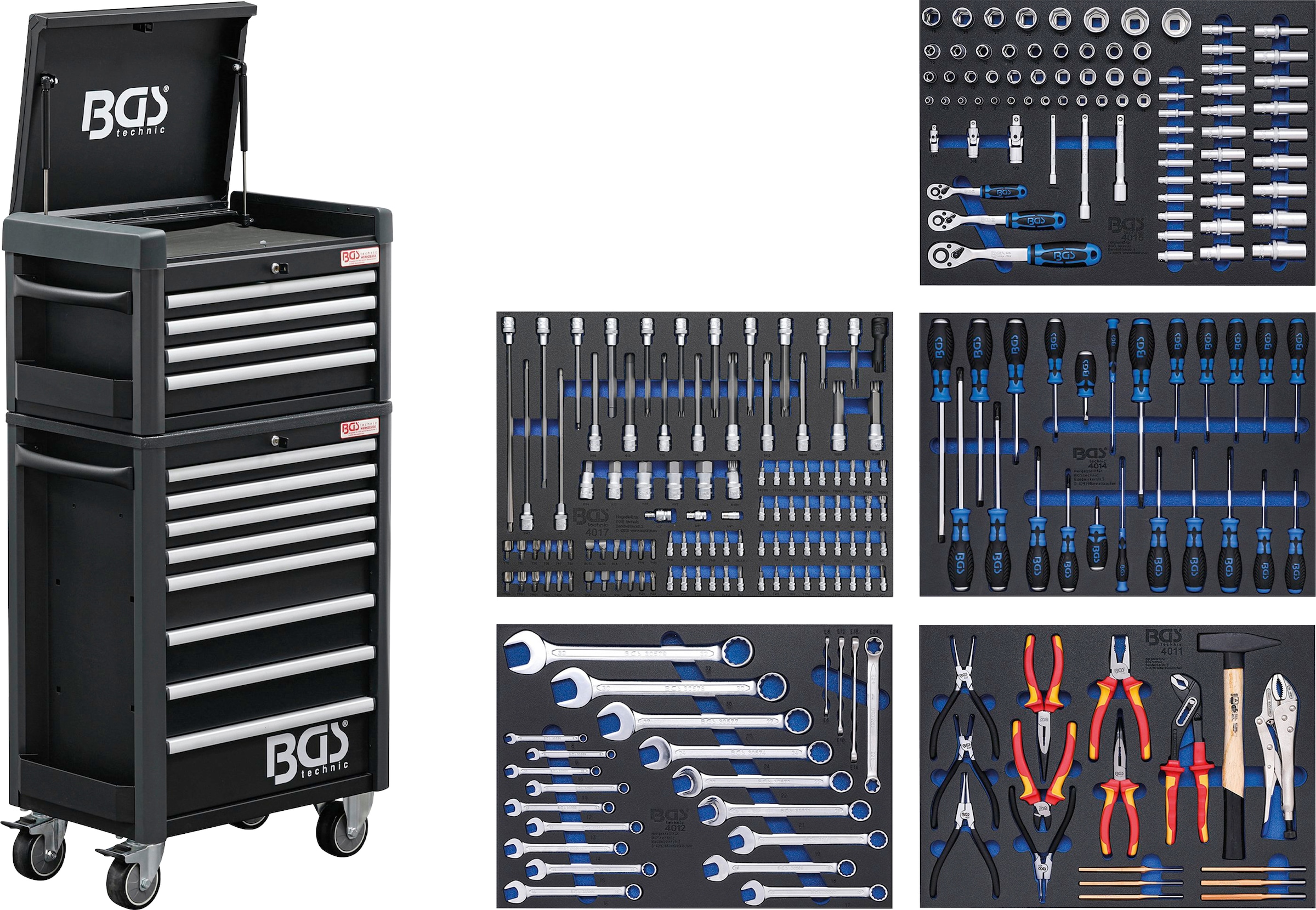 BGS Werkstattwagen »Profi Standard Maxi«, (263 tlg.), 12 Schubladen günstig online kaufen