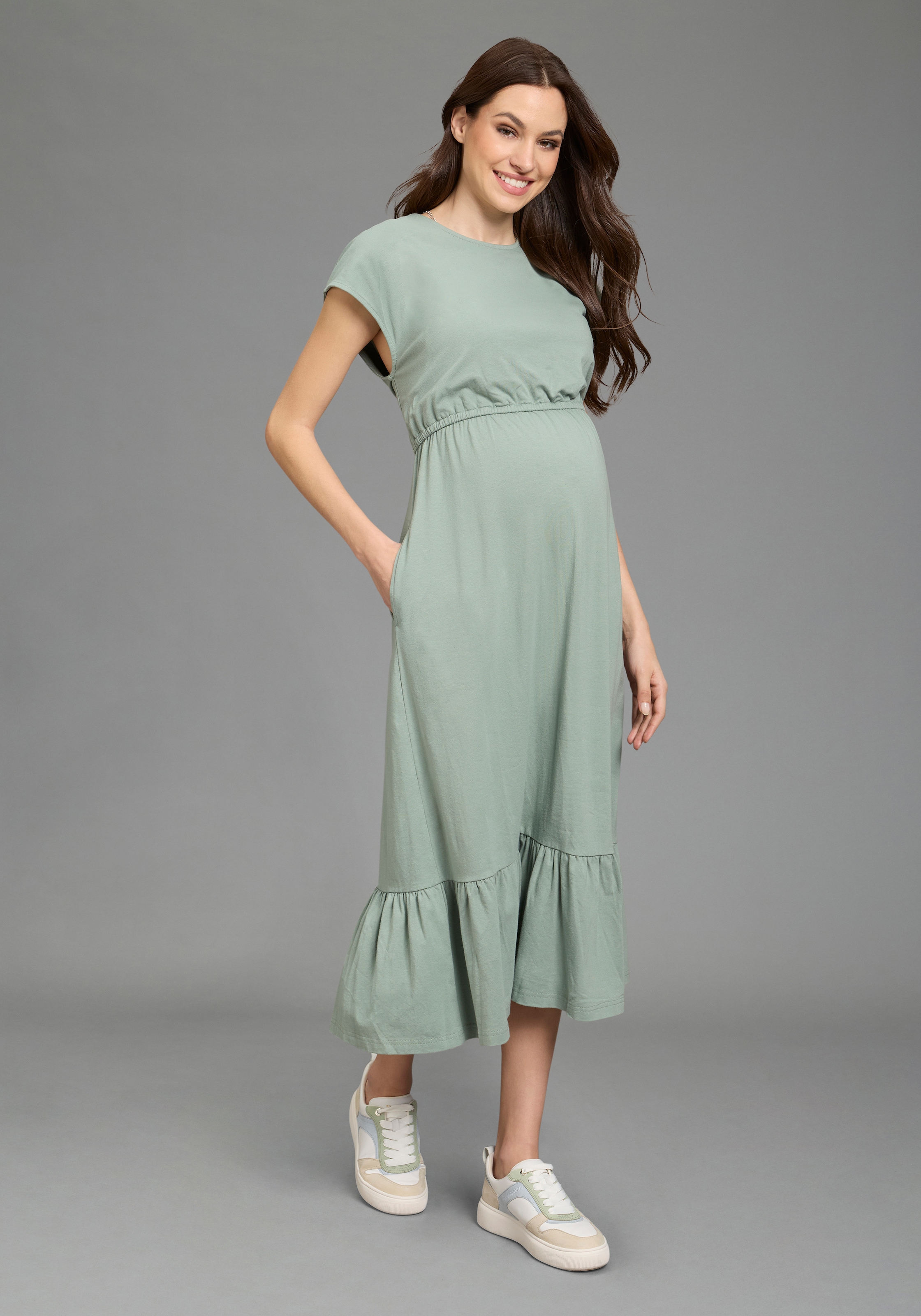 Neun Monate Umstandskleid »2er Pack Umstandskleider« Packung, 2, 2 tlg. tlg. Seitennahttaschen modischer Stil, für Schwangerschaft, aus Jersey, Kurzarm