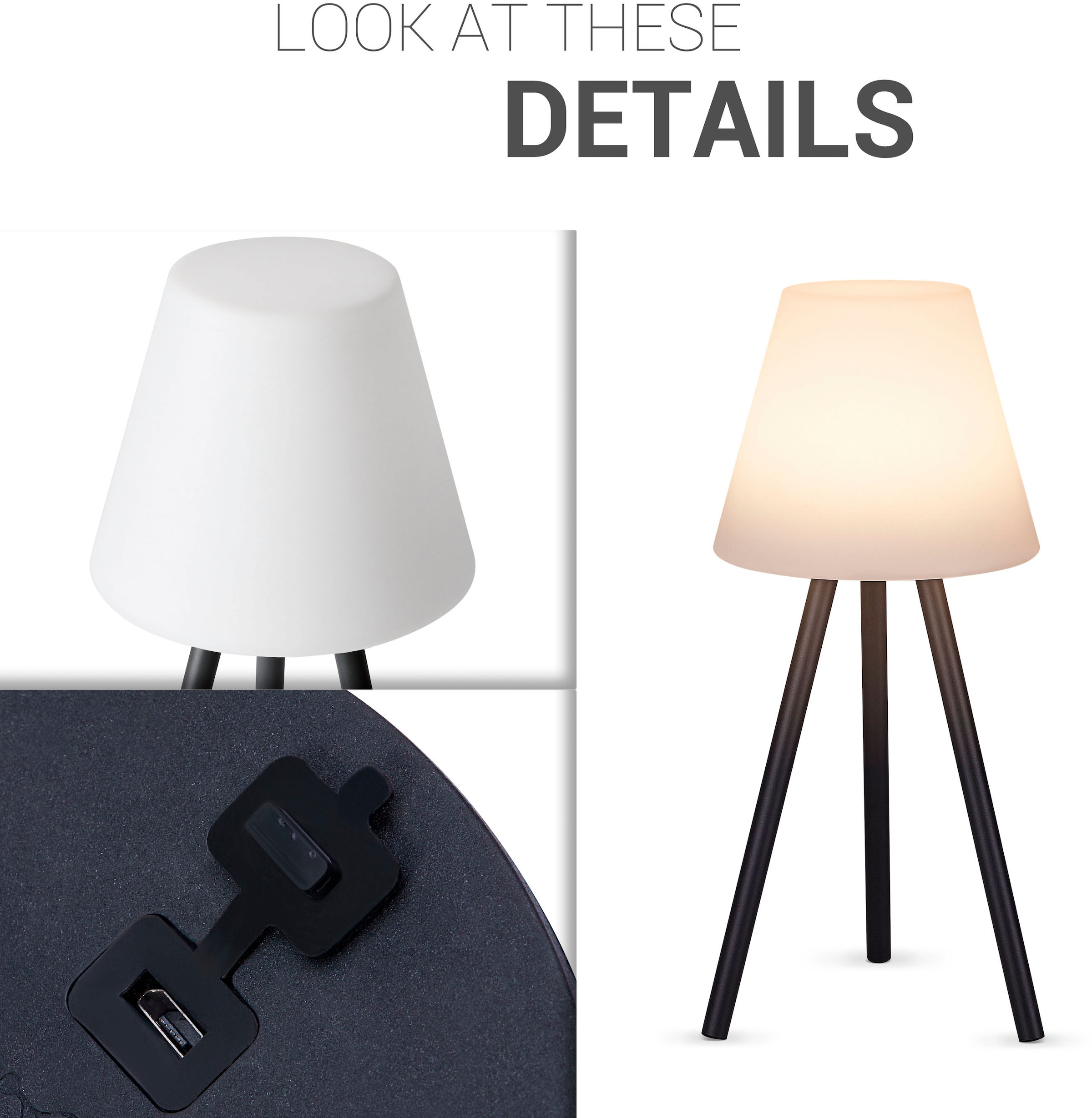 Paco Home Tischleuchte »ROBIN«, Dreibein Outdoor Balkon Für Außen LED Lampe Retro Skandi