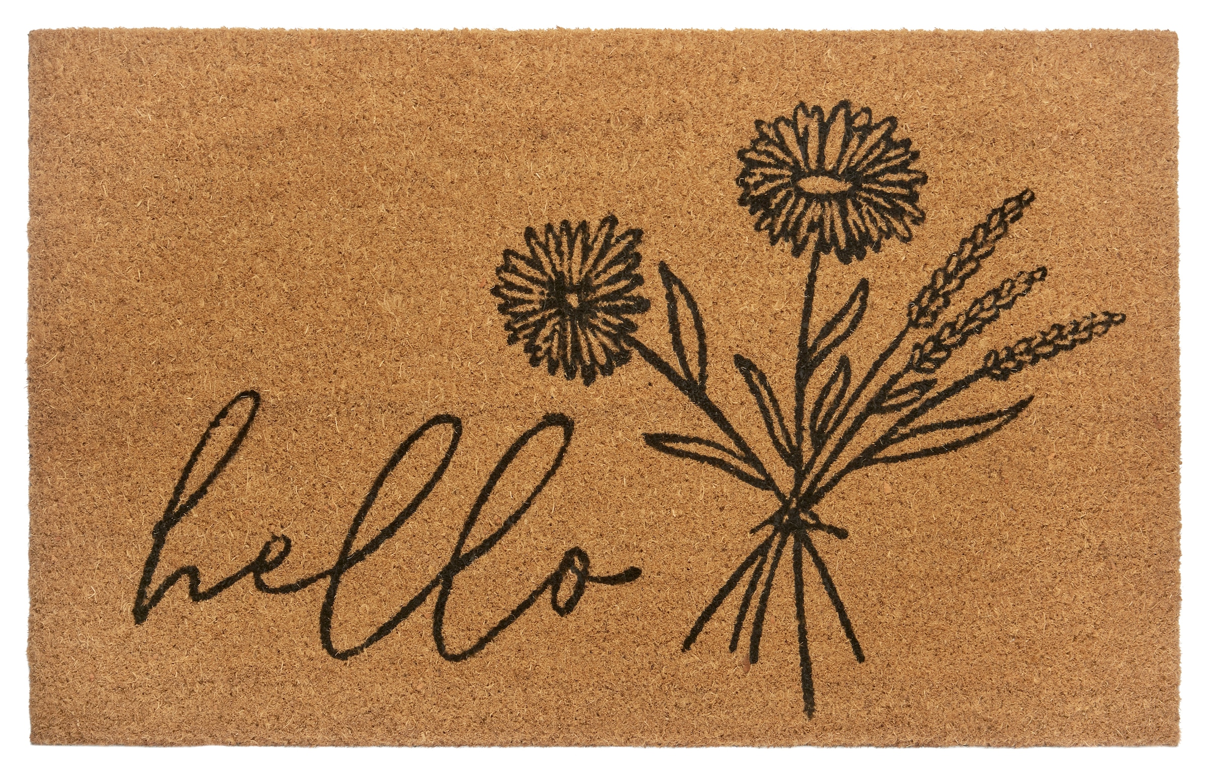 HANSE Home Fußmatte »Hello & Flowers, Türmatte« rechteckig 15 mm Höhe Kokos günstig online kaufen