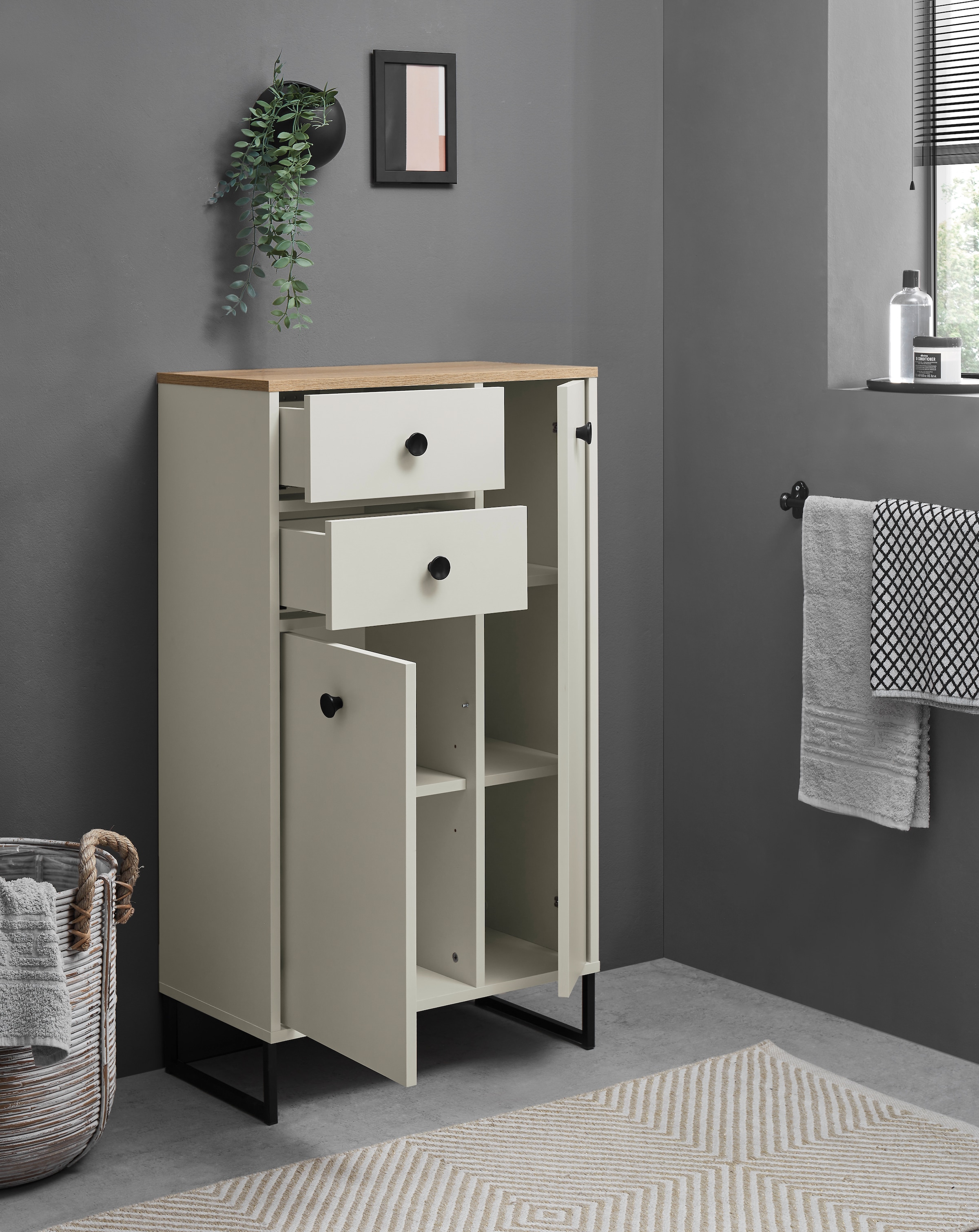 BASIC by Balculina Midischrank »Linea« 1 Stk. tlg. Breite 38cm, U-Profil Füße, Unterflurauszug