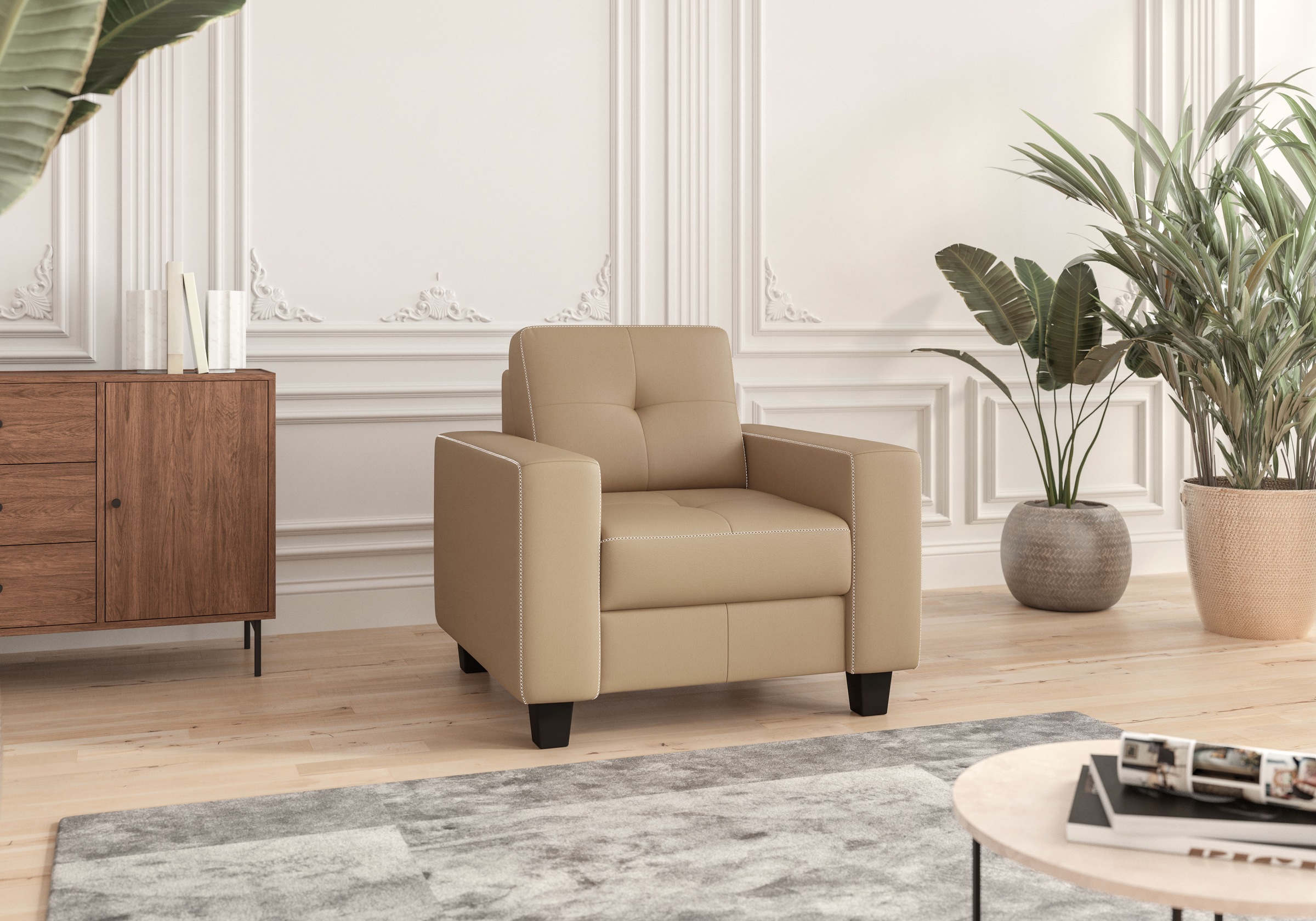 PLACES OF STYLE Sessel »Varese« Kreuznaht in beige günstig online kaufen