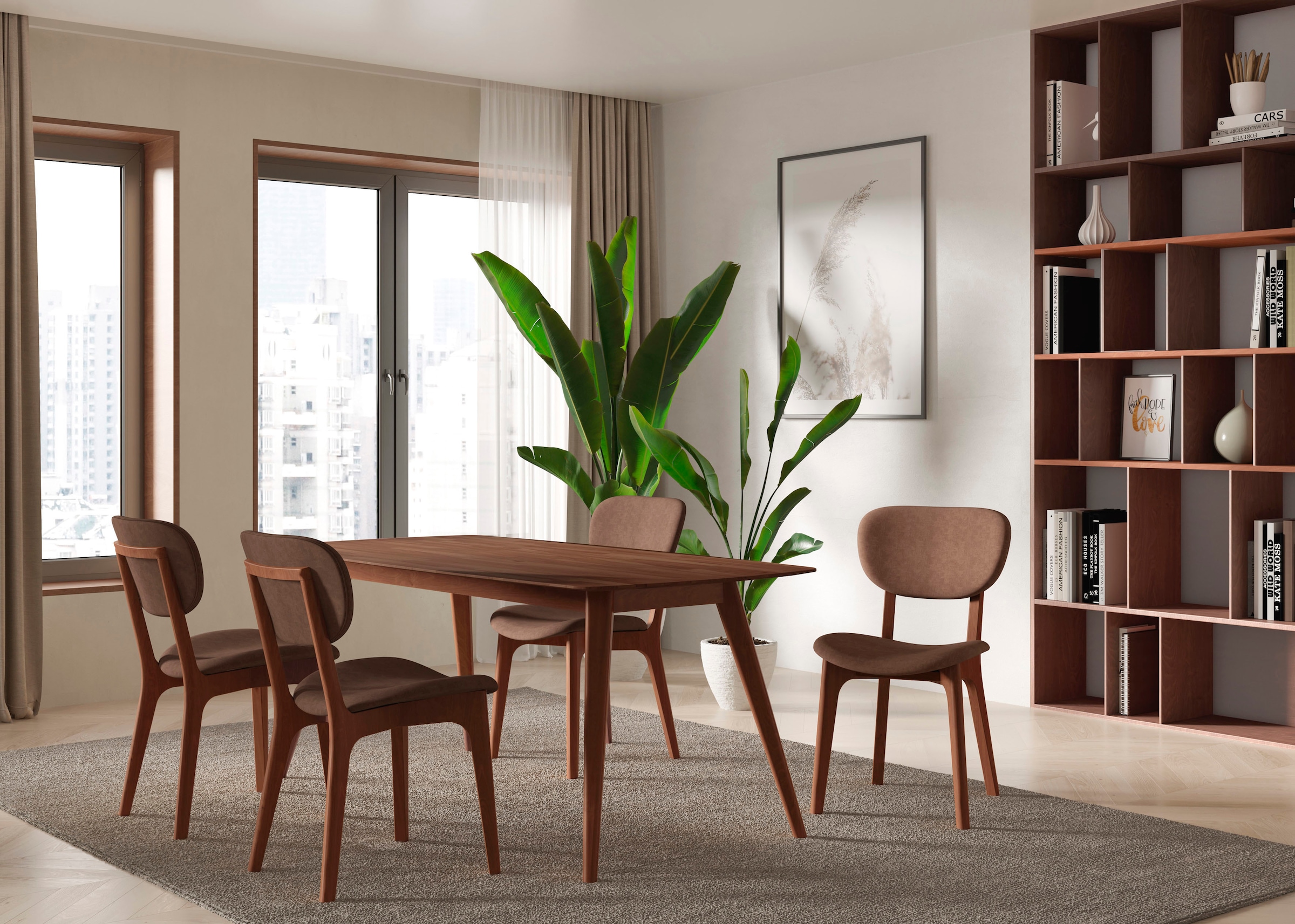 INOSIGN Stuhl »COZY Made in Italy«, (Set), 2 St., Microfaser, Gestell in Buche, Kirsch- oder Nussbaum, Massivholz, Design Stuhl