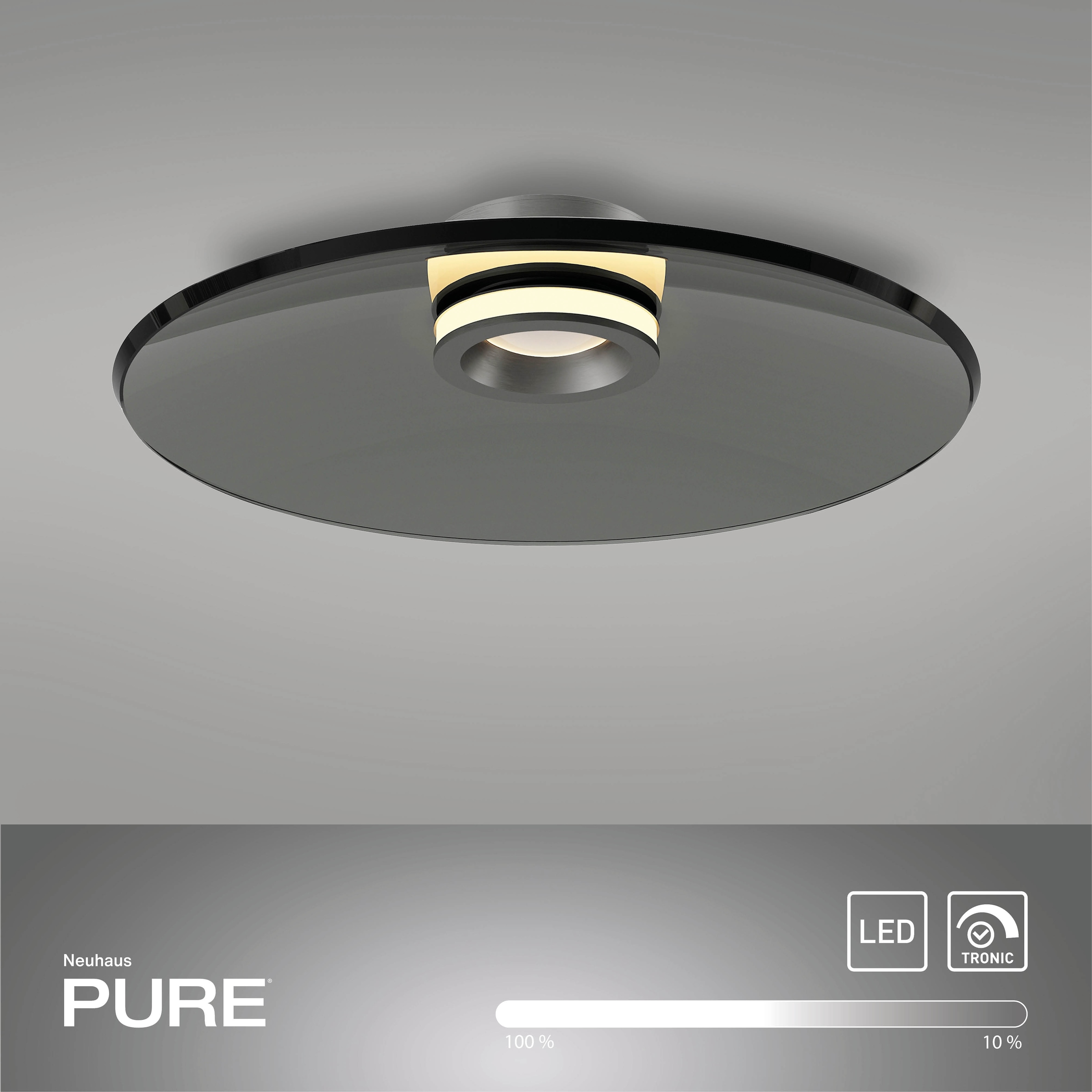 Neuhaus PURE LED Deckenleuchte »PURE Moon« LED-Board 1 Stk. Warmweiß Dimmfähig über separaten Tronicdimmer, Glas Rauchfarben