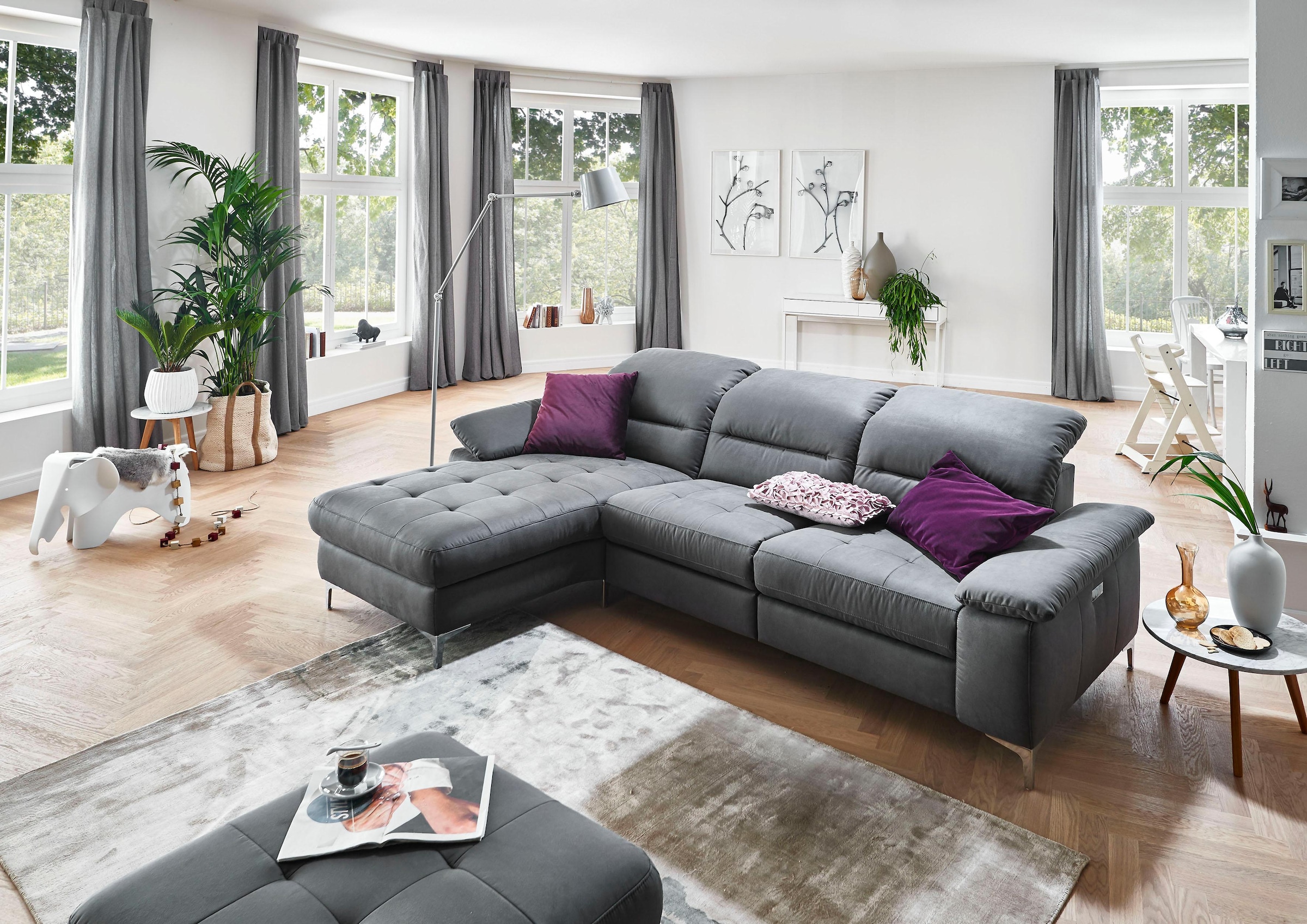 Places of Style Ecksofa "Basel L-Form", mit vollmotorischer Relaxfunktion u günstig online kaufen