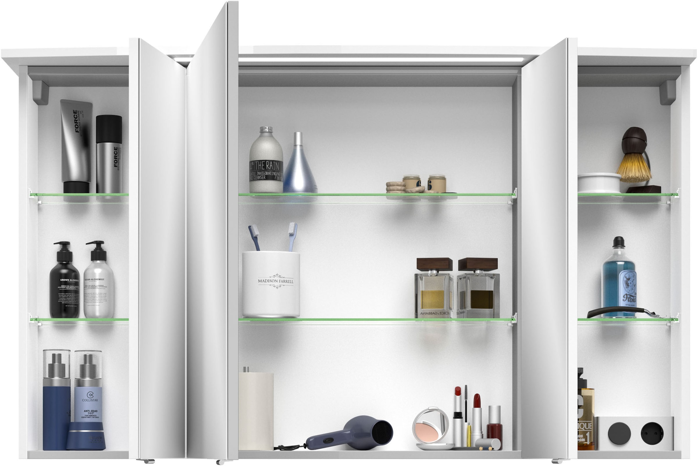 Saphir Badmöbel-Set »Serie 4010 2-teilig Keramik-Waschtisch mit LED-Spiegelschrank«, (Set), Badezimmer Set 122 cm breit, inkl. Türdämpfer, 5 Türen, 2 Schubladen
