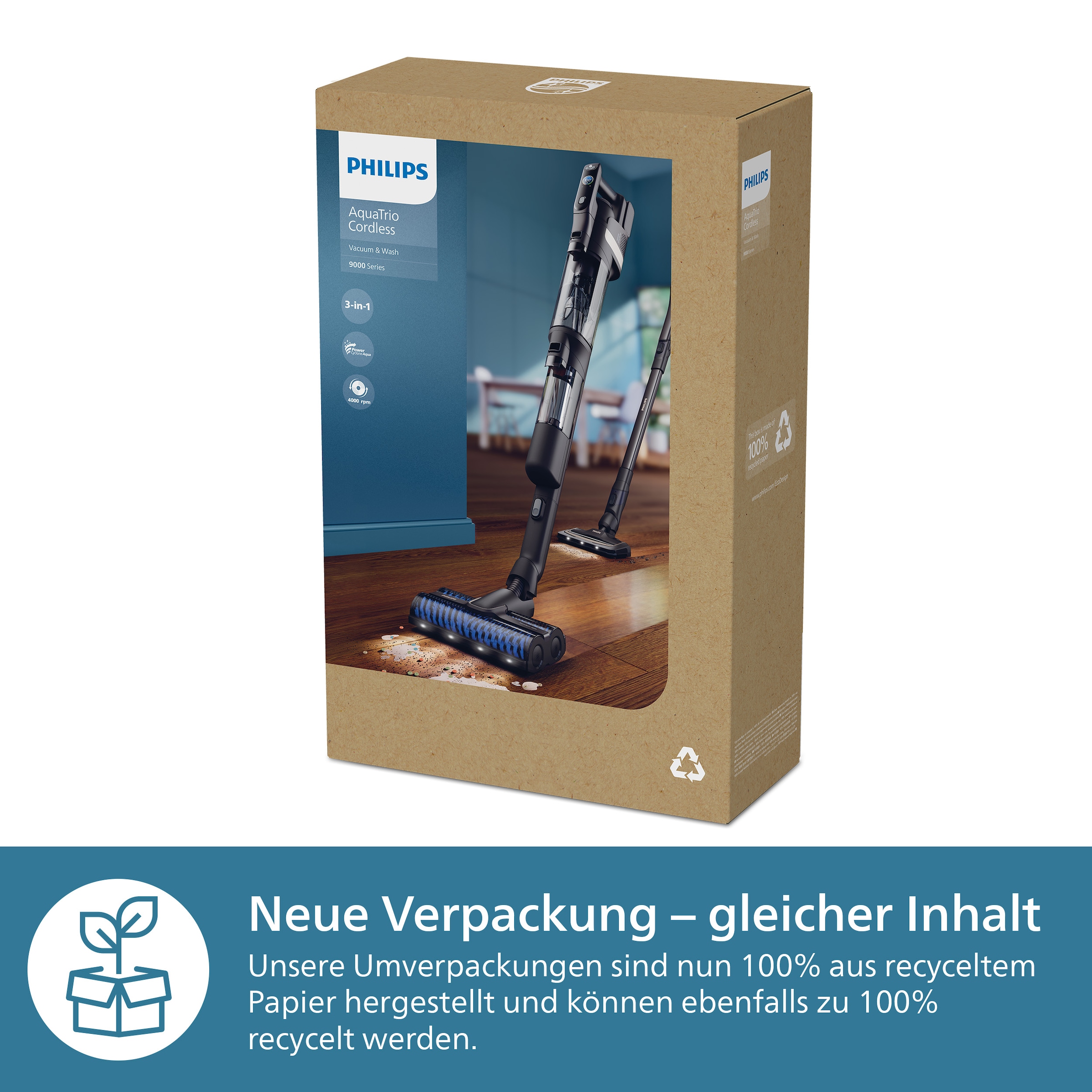 Philips Nass-Trocken-Akkusauger »AquaTrio Cordless 9000 Series XW9463/11«, 3-in-1-Reinigungslösung, mit automatischem Reinigungssystem