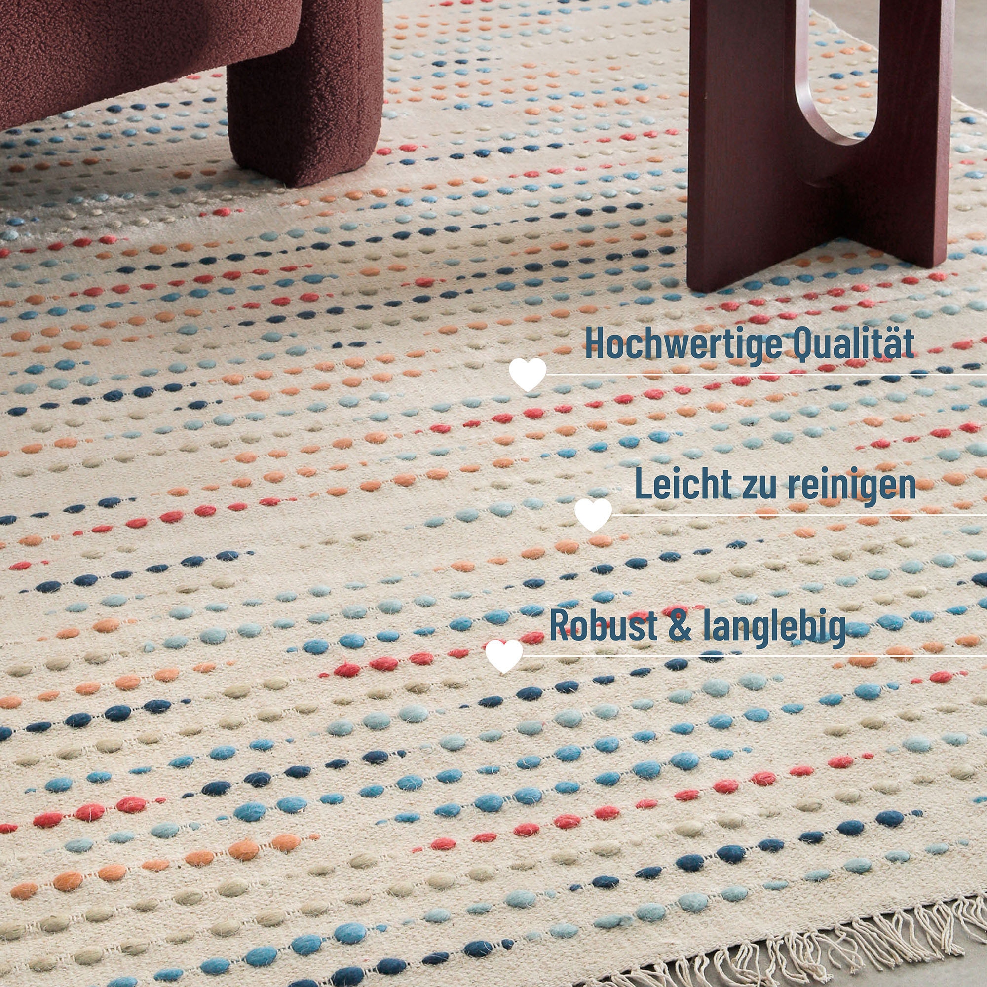 Wecon home Teppich »Maddie«, rechteckig, 11 mm Höhe, handgewebt, robust, strapazierfähig, skandinavisch, Naturfaser
