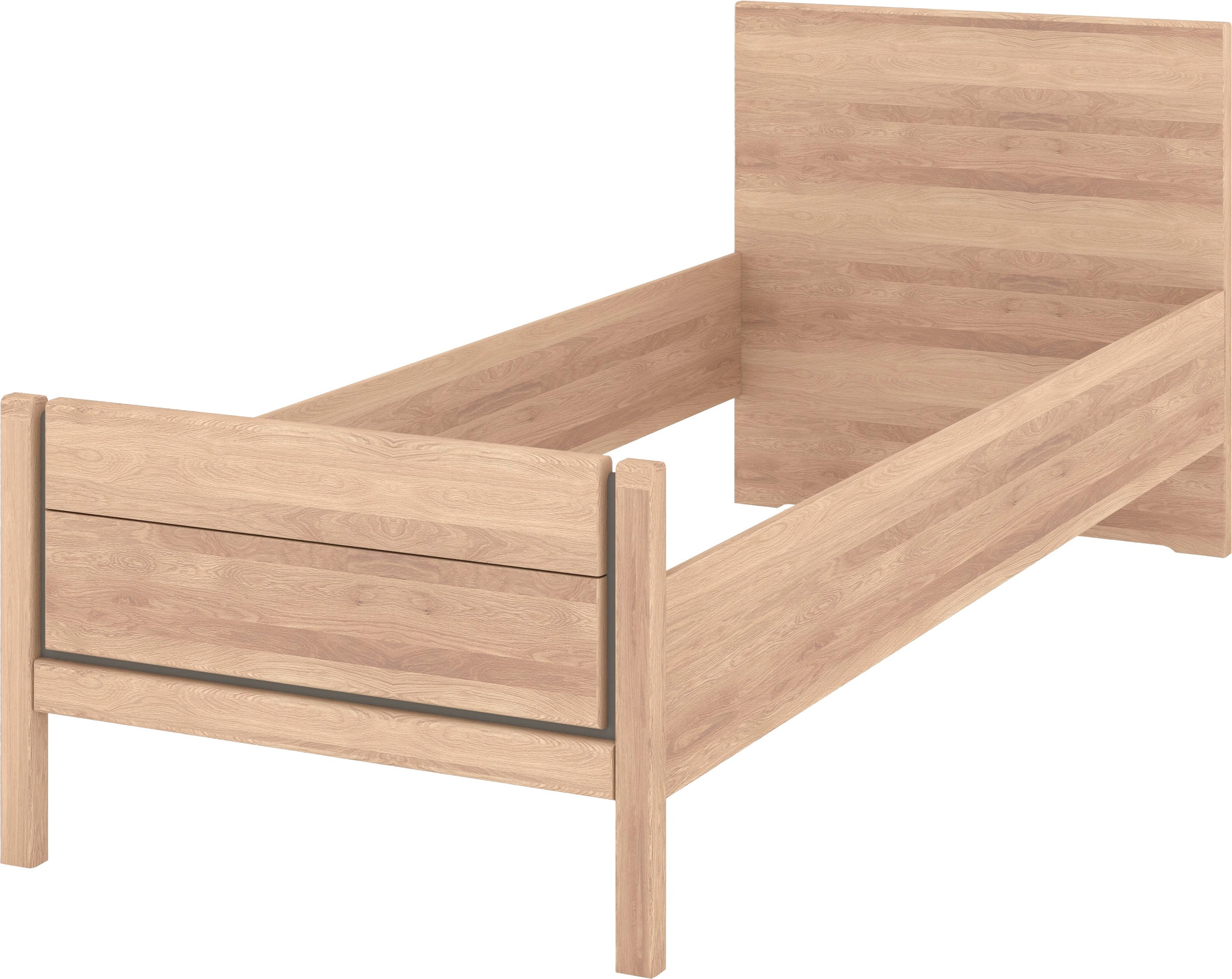 Musterring Holzbett »Sorrent, Bettgestell, Bettrahmen, teilmassiv Eiche«, (MADE IN GERMANY), Eiche teilmassiv, Liegehöhenverstellung, Stollenfußteil