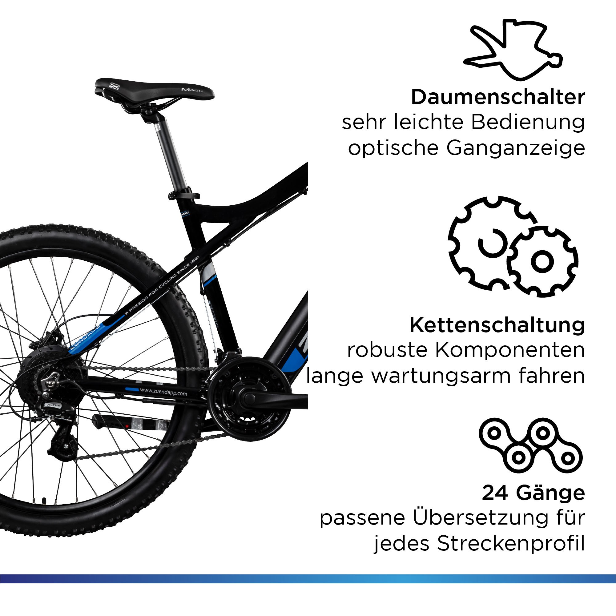 Zündapp E-Bike »Z898«, 24 Gang, Heckmotor 250 W, Pedelec, Elektrofahrrad für Damen u. Herren, MTB