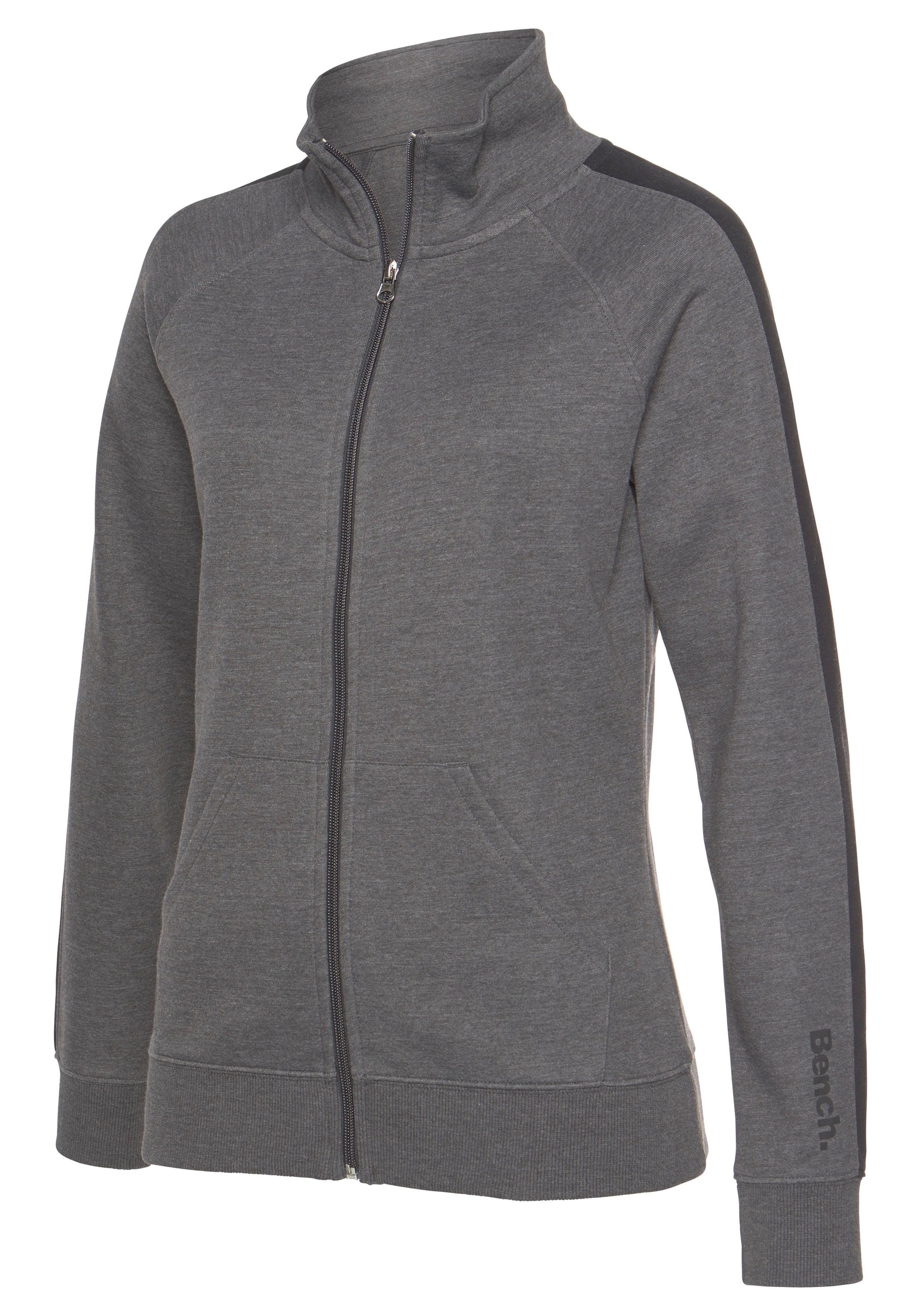Bench. Loungewear Sweatjacke, mit Seitenstreifen und Stehkragen, Loungewear