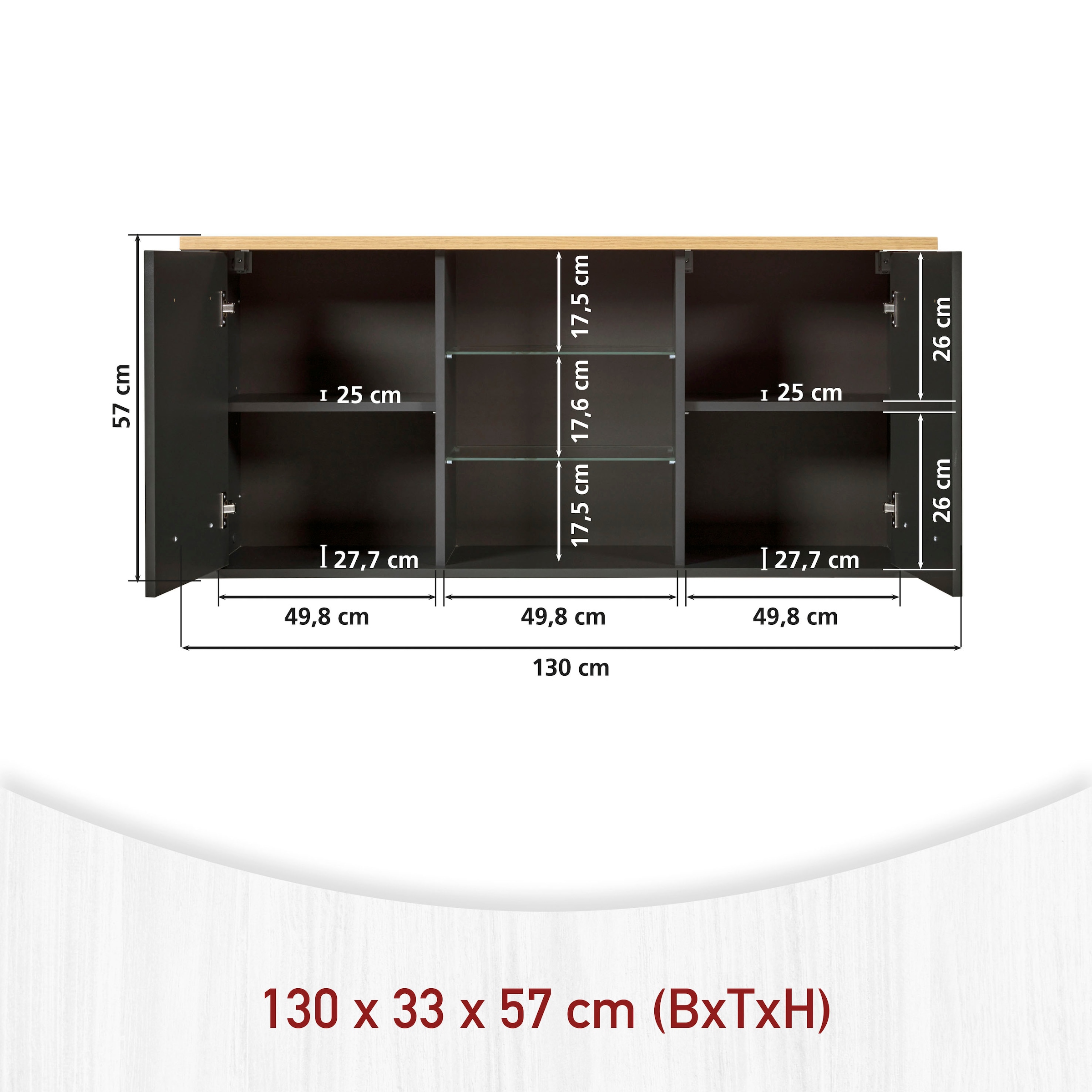 Inter Link Hängeschrank »Hängeschrank Veneto« 1 Stk. tlg. Stauraum-Modul, passend zum Spülenschrank, 130x33x57,5 cm