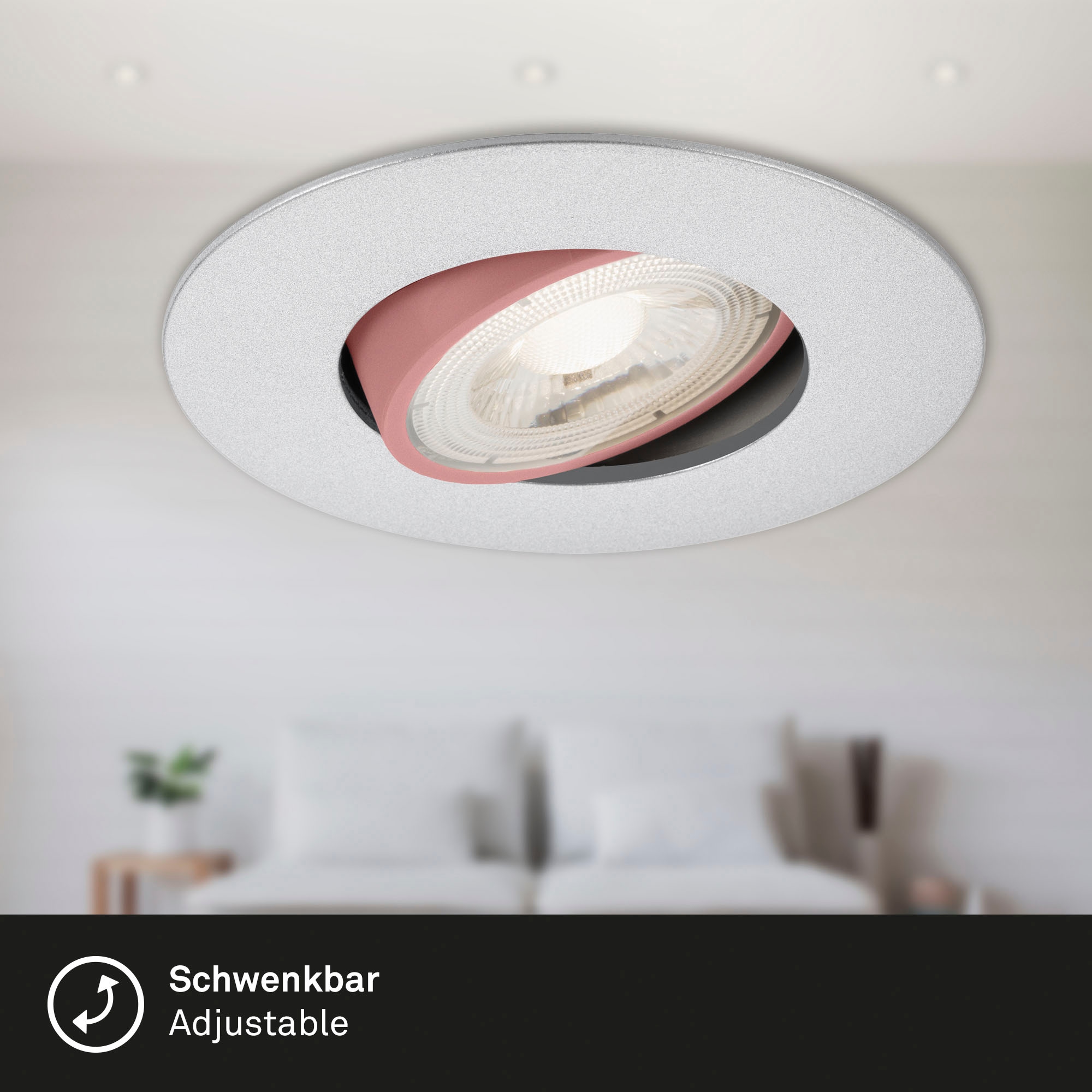 Briloner Leuchten LED Einbauleuchte »7048034 KULANA«, Leuchtmittel LED-Board | LED fest integriert, Einbauleuchte SET schwenkbar + dimmbar IP23 Ø 9cm
