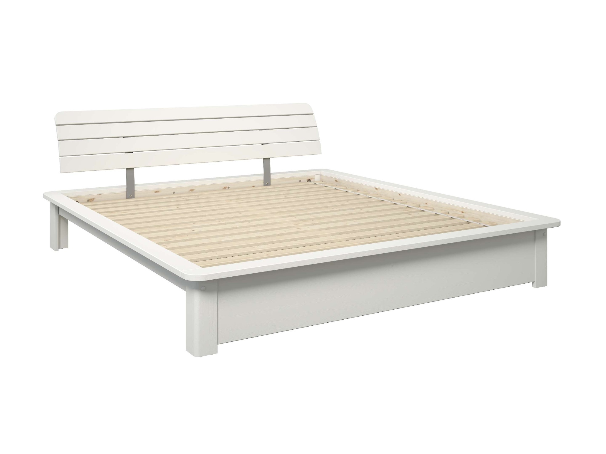 OTTO home Massivholzbett »Antri, Futonbett, ergonomisch geformtes Kopfteil, stilvolles Design« Rahmen zur Ablage von Smartphone, mit Lattenrost, Bettkasten optional