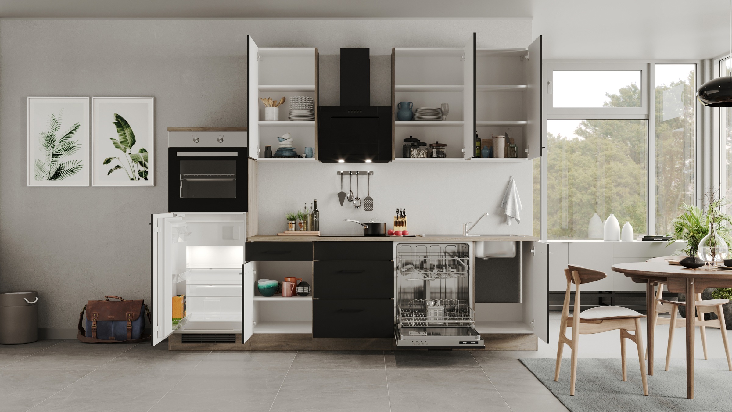 Flex-Well Küchenzeile »Capri«, mit und ohne E-Geräten erhältlich, Gesamtbreite 280 cm